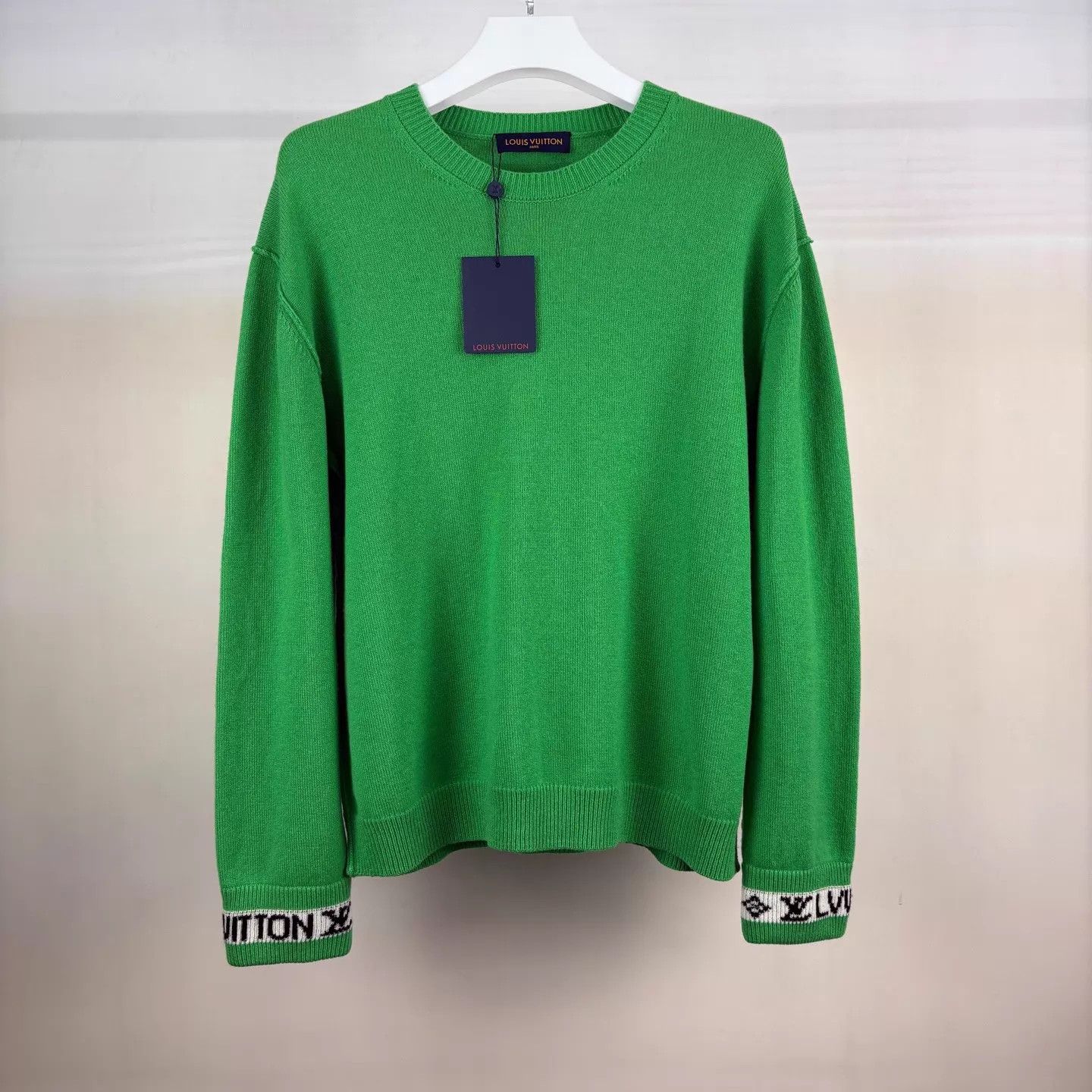 Louis Vuitton LV Green Cuff Logo 100% Cashmere Crewneck Sweater L Size US L / EU 52-54 / 3 - 1 Thumbnail