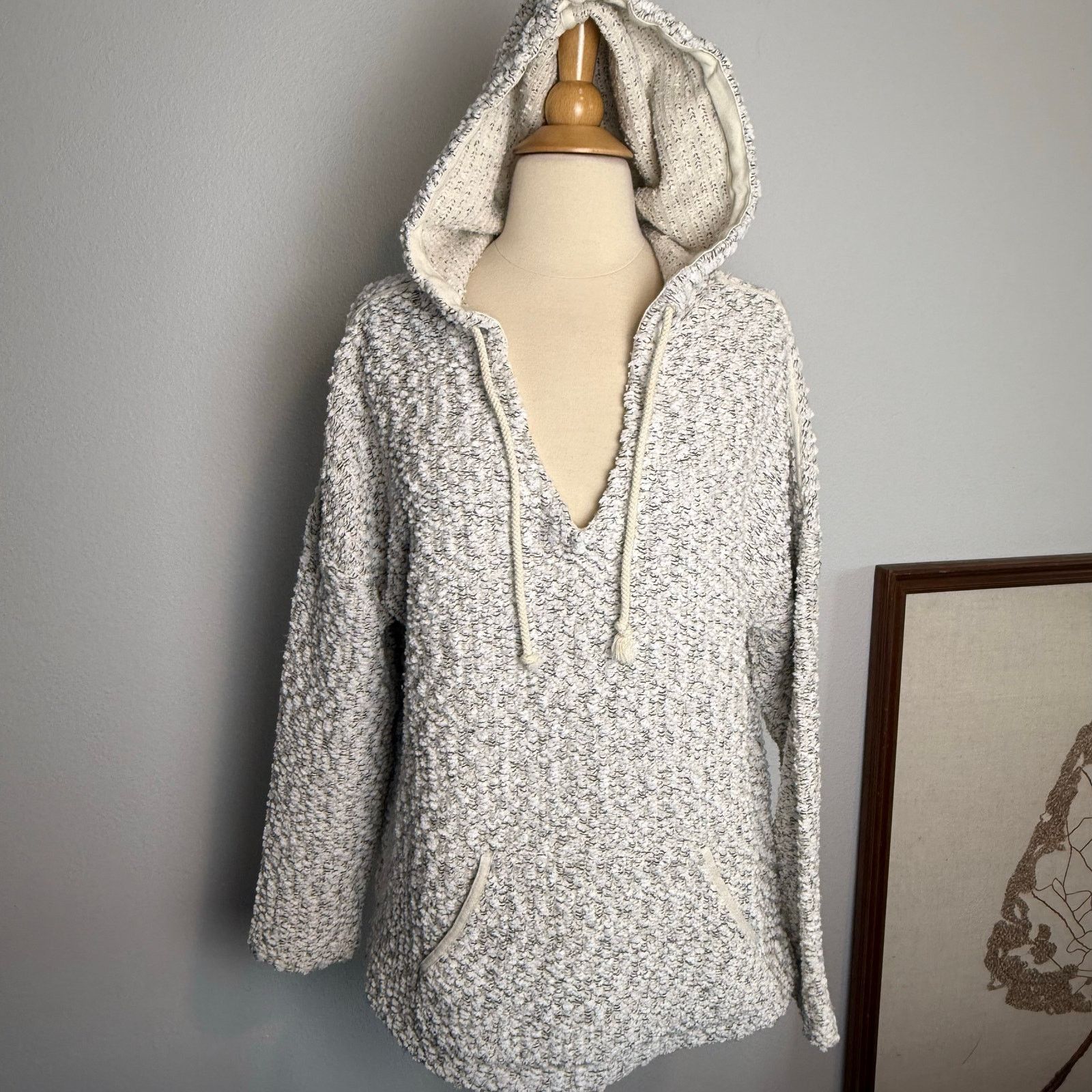 Lou & Grey Lou & Grey Hoodie Sweater, Size Large, Cream/Grey Loft Size L / US 10 / IT 46 - 1 Thumbnail