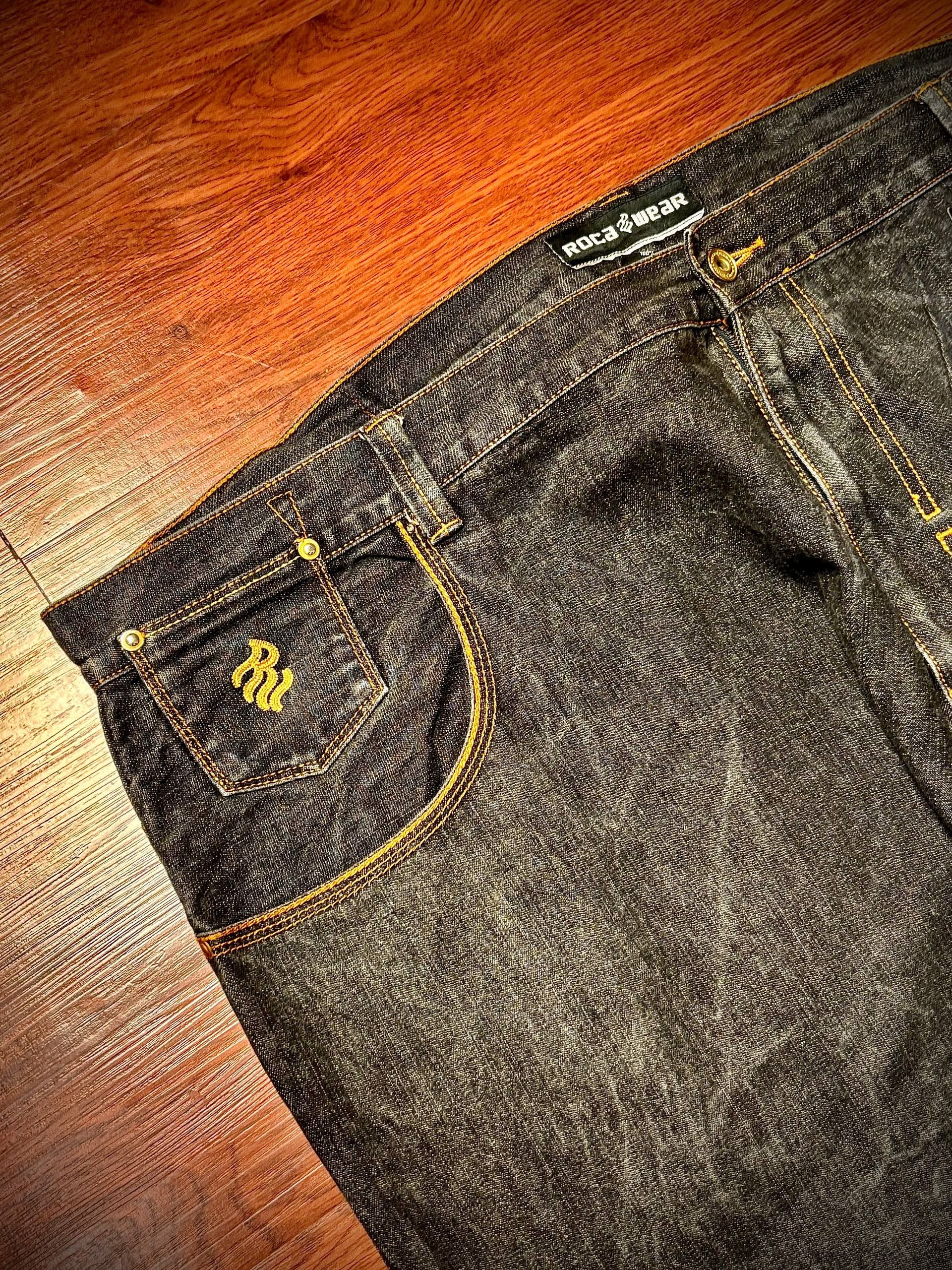 Rocawear Vintage 00s Roca wear Big R Black Wash Denim Pants Size US 44 / EU 60 - 3 Thumbnail