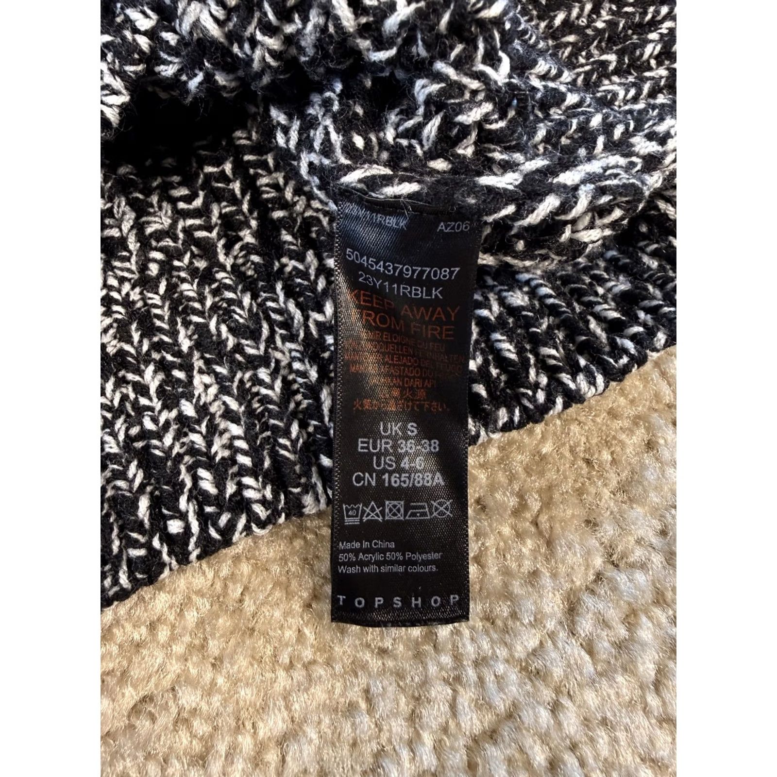 Topshop Topshop Womens Sweater Crop Black Size 4 - 6 Loose Knit Mock Neck Pullover Size M / US 6-8 / IT 42-44 - 3 Thumbnail