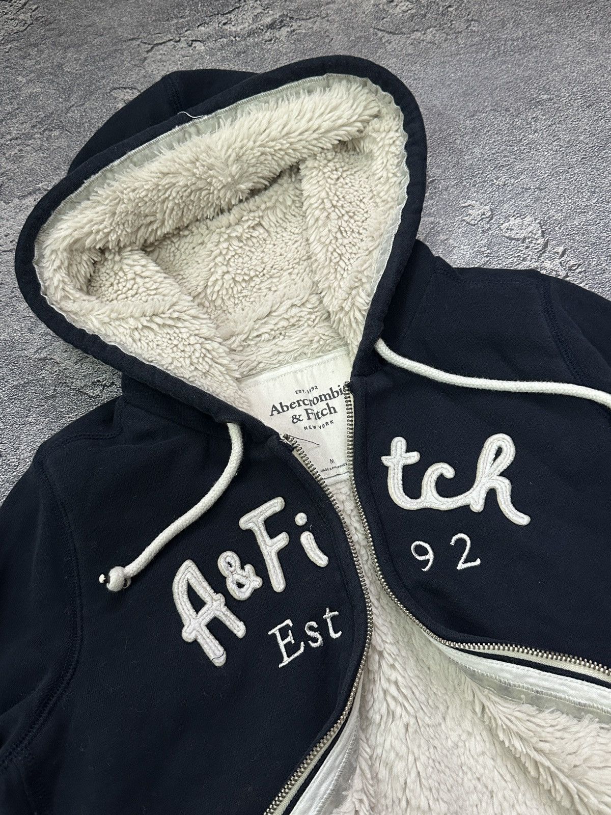 Abercrombie & Fitch Vintage Abercrombie Faux Fur Logo Zip Hoodie Y2K LGB Syle Size M / US 6-8 / IT 42-44 - 3 Thumbnail