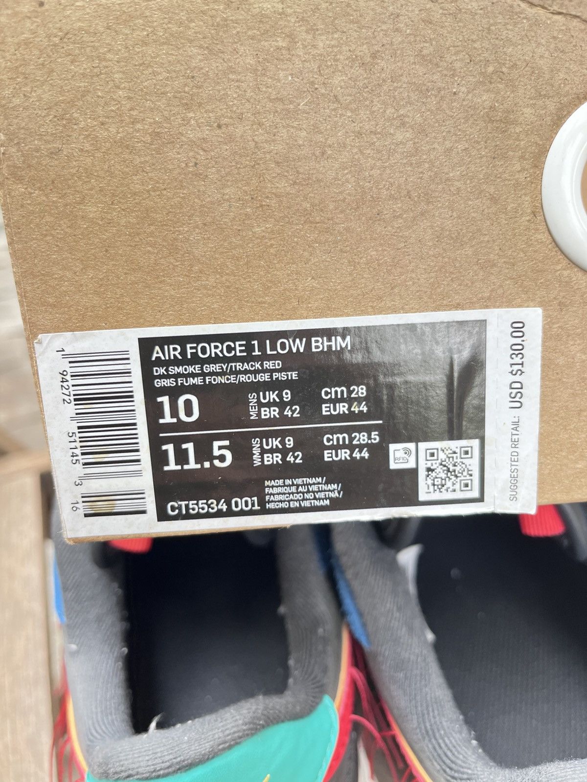Nike Air Force 1 Low BHM Men US 10