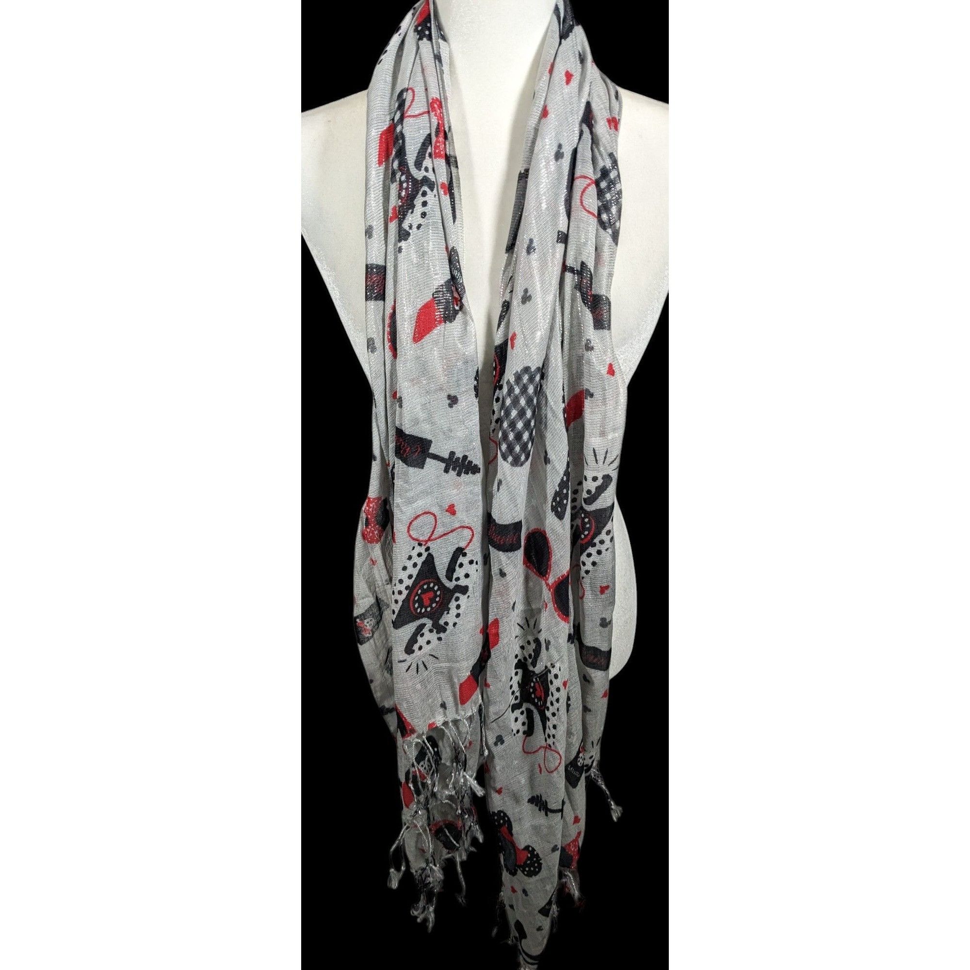 Disney Disney Parks Minnie Mouse Icons Metallic Silver Scarf Size ONE SIZE - 4 Thumbnail