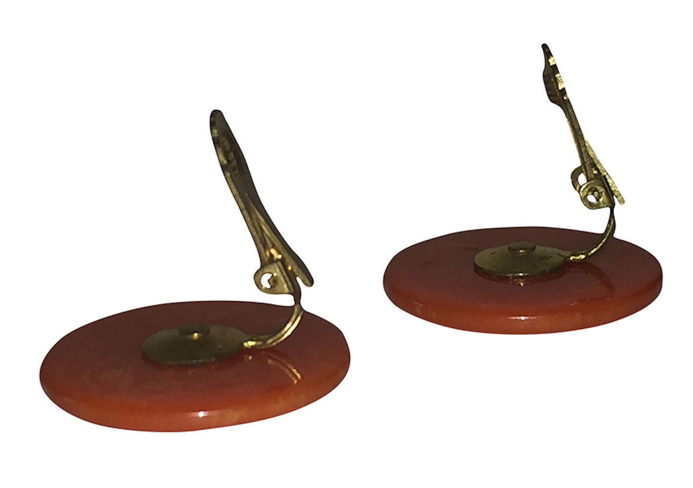Designer Orange Swirl Round Bakelite Clip On Earrings Size ONE SIZE - 5 Thumbnail