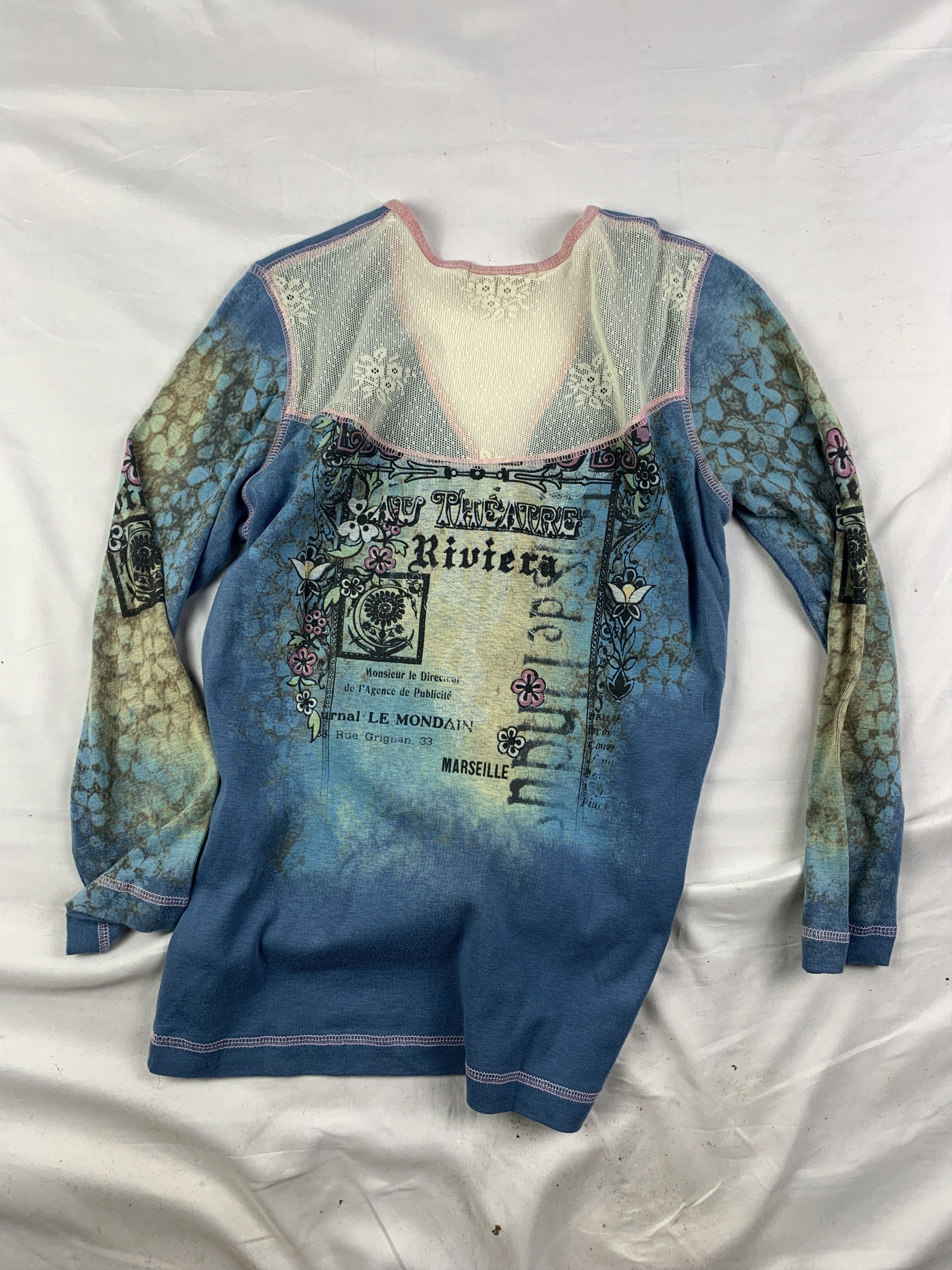 Japanese Brand 2000s Skinny Minie Floral Poem Top (M) Size M / US 6-8 / IT 42-44 - 4 Thumbnail