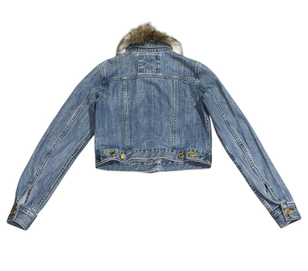 If Six Was Nine Vintage Y2k Michael Kors Denim Jean Jacket Fur Collar west Size XS / US 0-2 / IT 36-38 - 2 Thumbnail