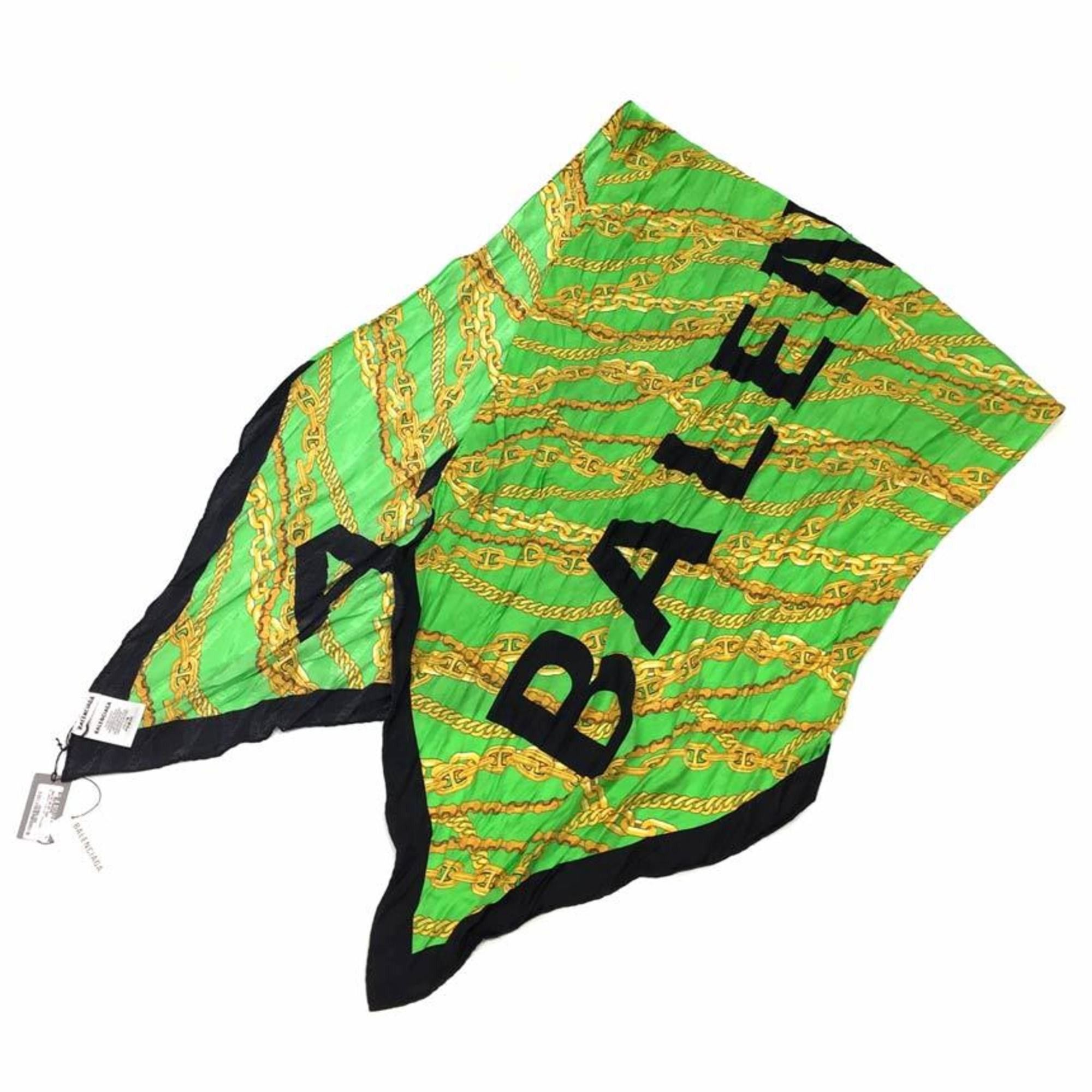 image of Balenciaga Scarf Muffler Long Diamond Wrinkled Stole Shawl Chain Pattern Chains Jacquard Small Aq37