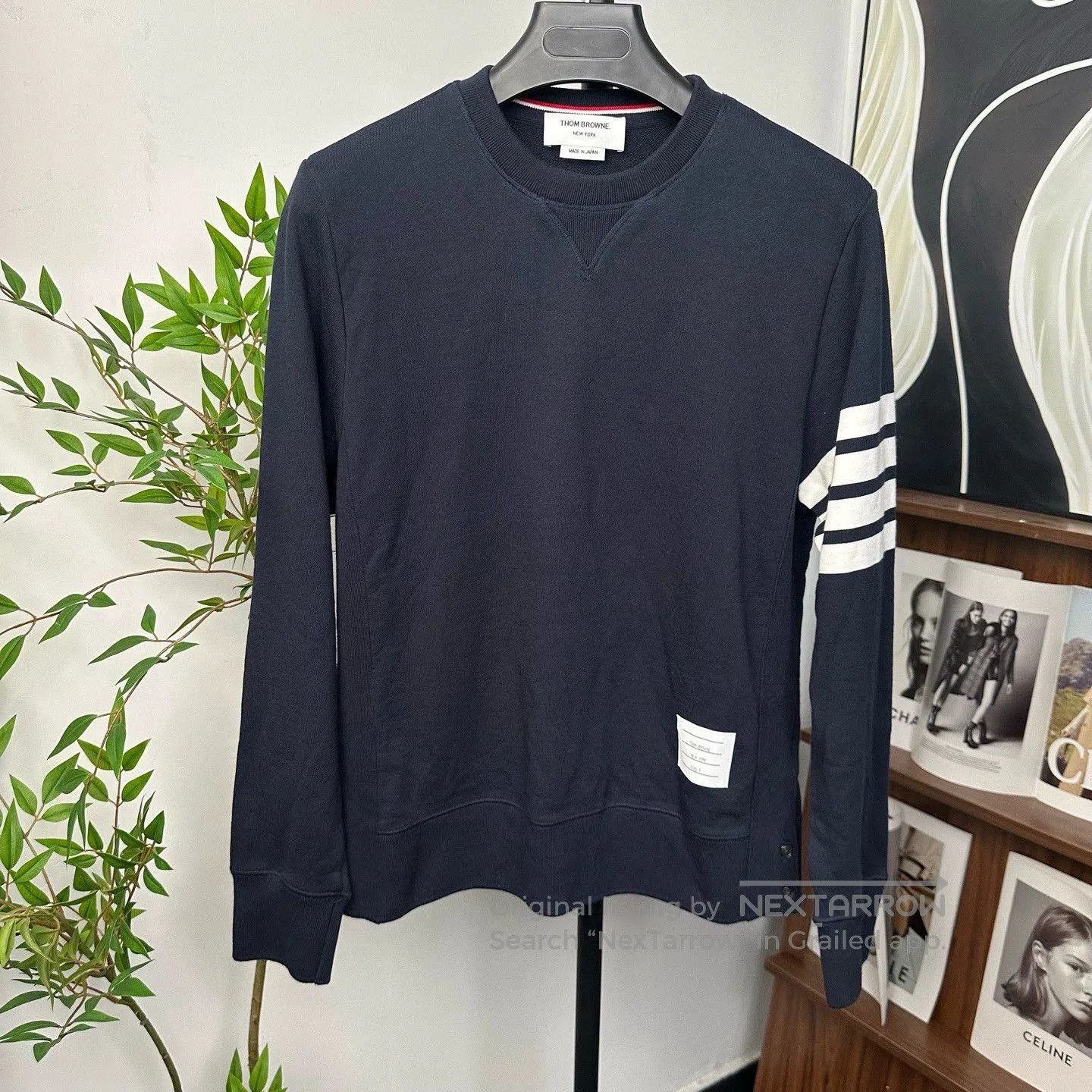 thom browne classic navy blue sweatshirt.