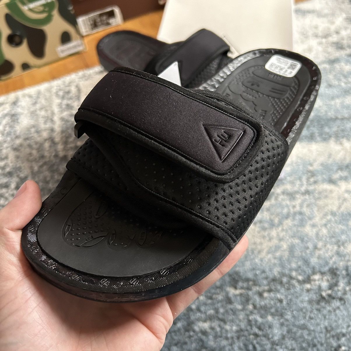 Adidas × Pharrell FX8056 ALL BLACK HUMAN RACE BOOST SLiDES SANDALS CHANCLETAS Size US 8 / IT 38 - 6 Thumbnail