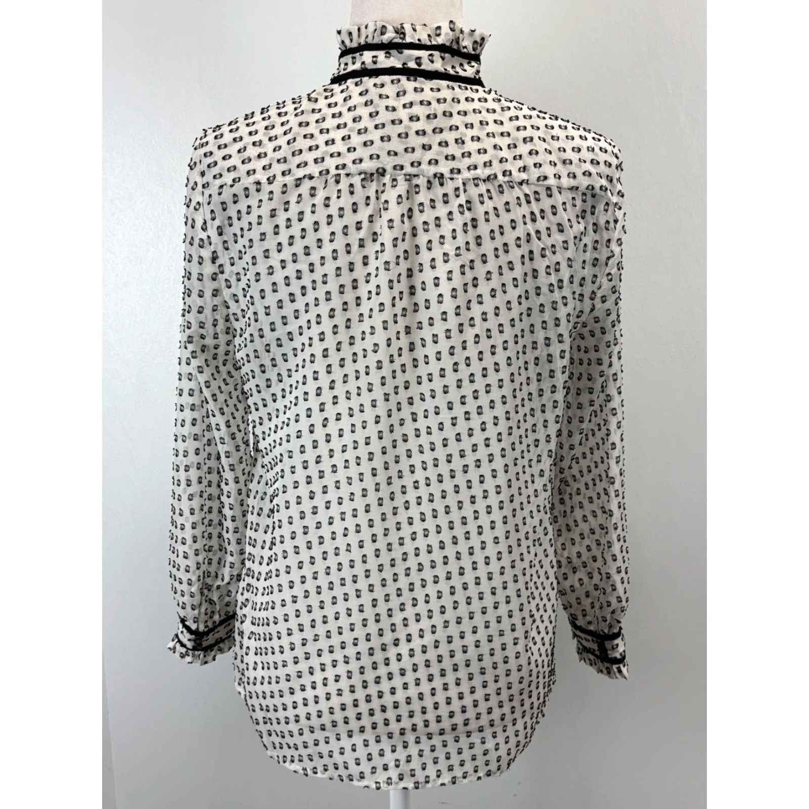 J.Crew Women’s J. Crew Factory Swiss Dot Sheer Blouse Top Sz 6 High neck EUC Size M / US 6-8 / IT 42-44 - 3 Thumbnail