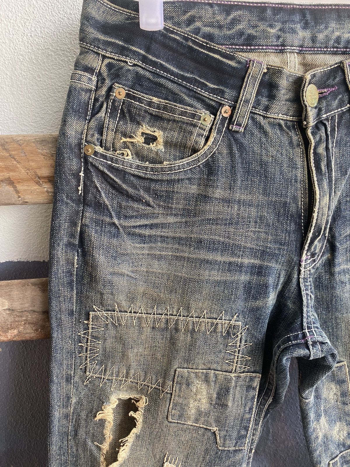 Japanese Brand × Takeo Kikuchi × Vintage Vintage Takeo Kikuchi Rework Style Distressed Jeans Size US 30 / EU 46 - 4 Thumbnail