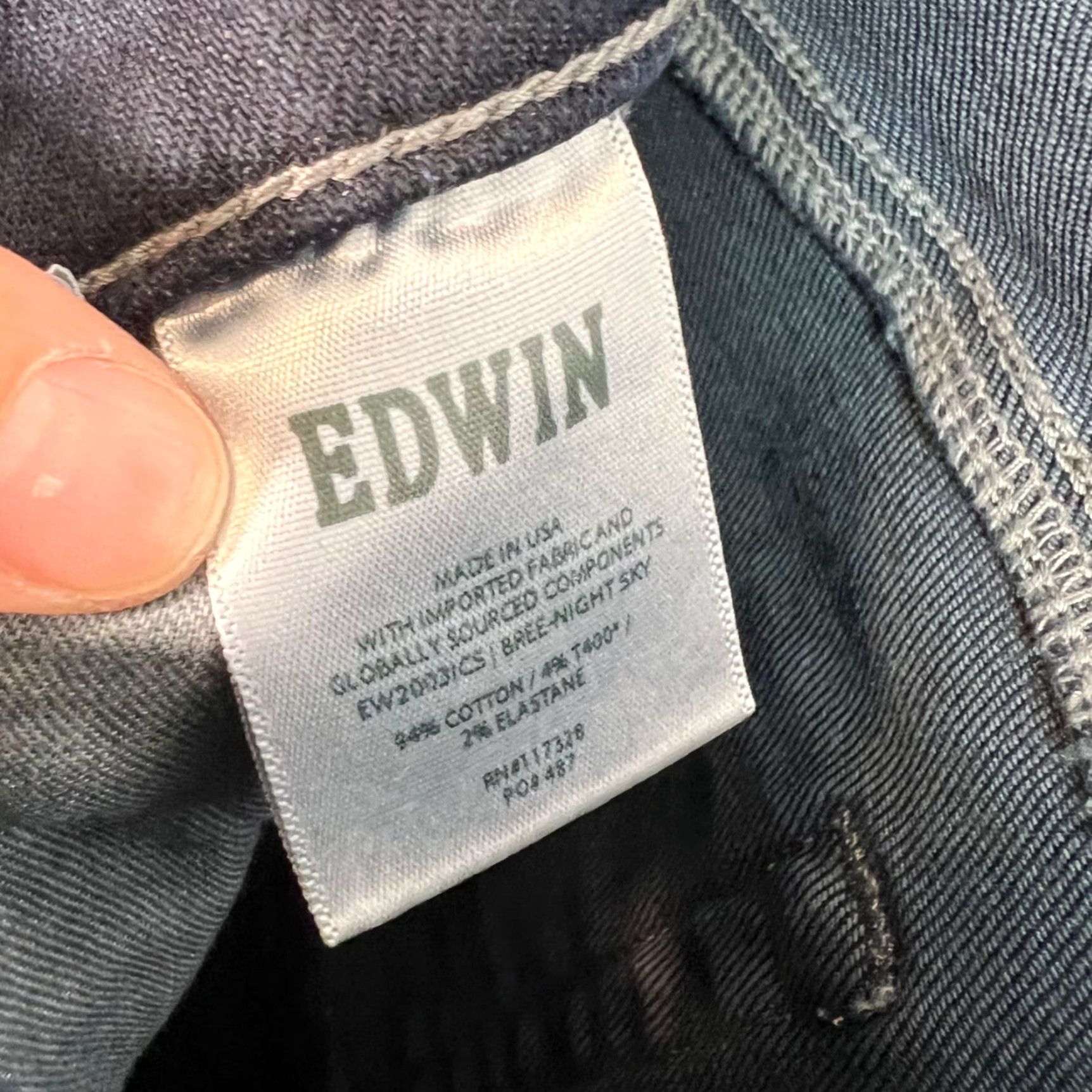 Edwin Edwin Womens 28 Dark Wash Tapered Leg Jeans Cotton Blend Denim Raw Hem Jeans Size 28" / US 6 / IT 42 - 3 Thumbnail