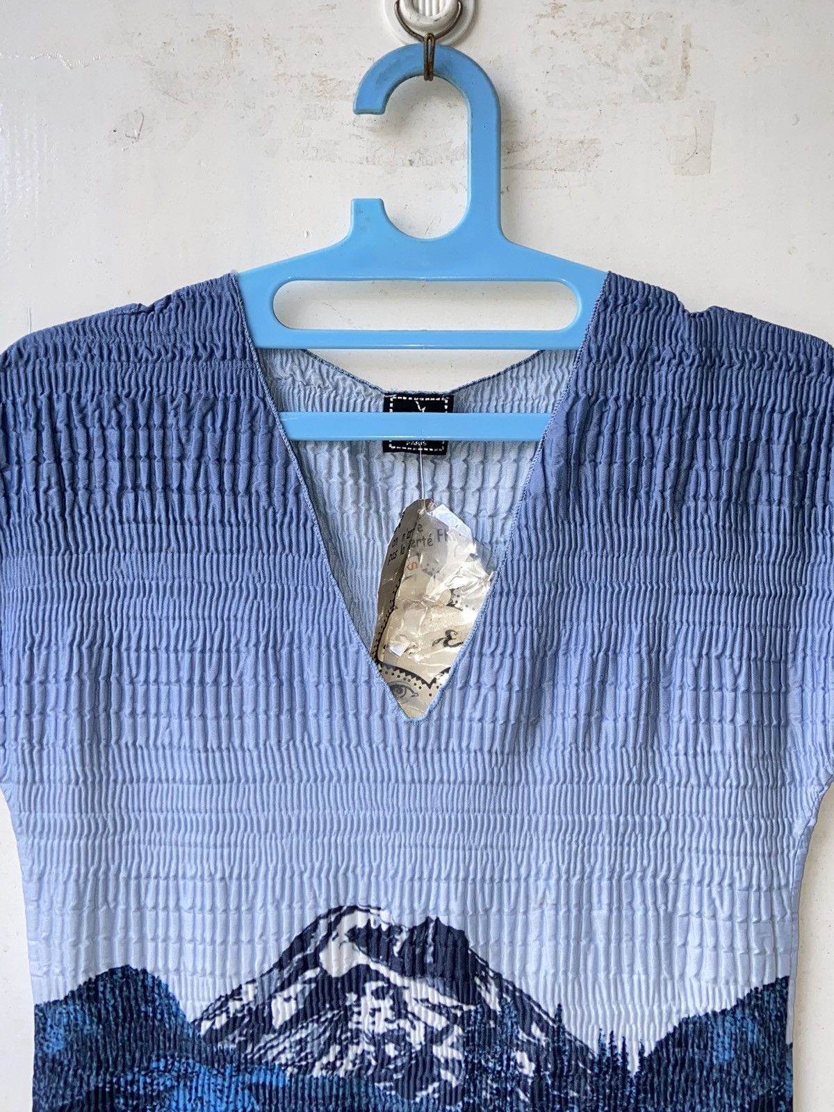Designer FREE Made In France Patterned Pleats Blue Dress Size S / US 4 / IT 40 - 12 Thumbnail