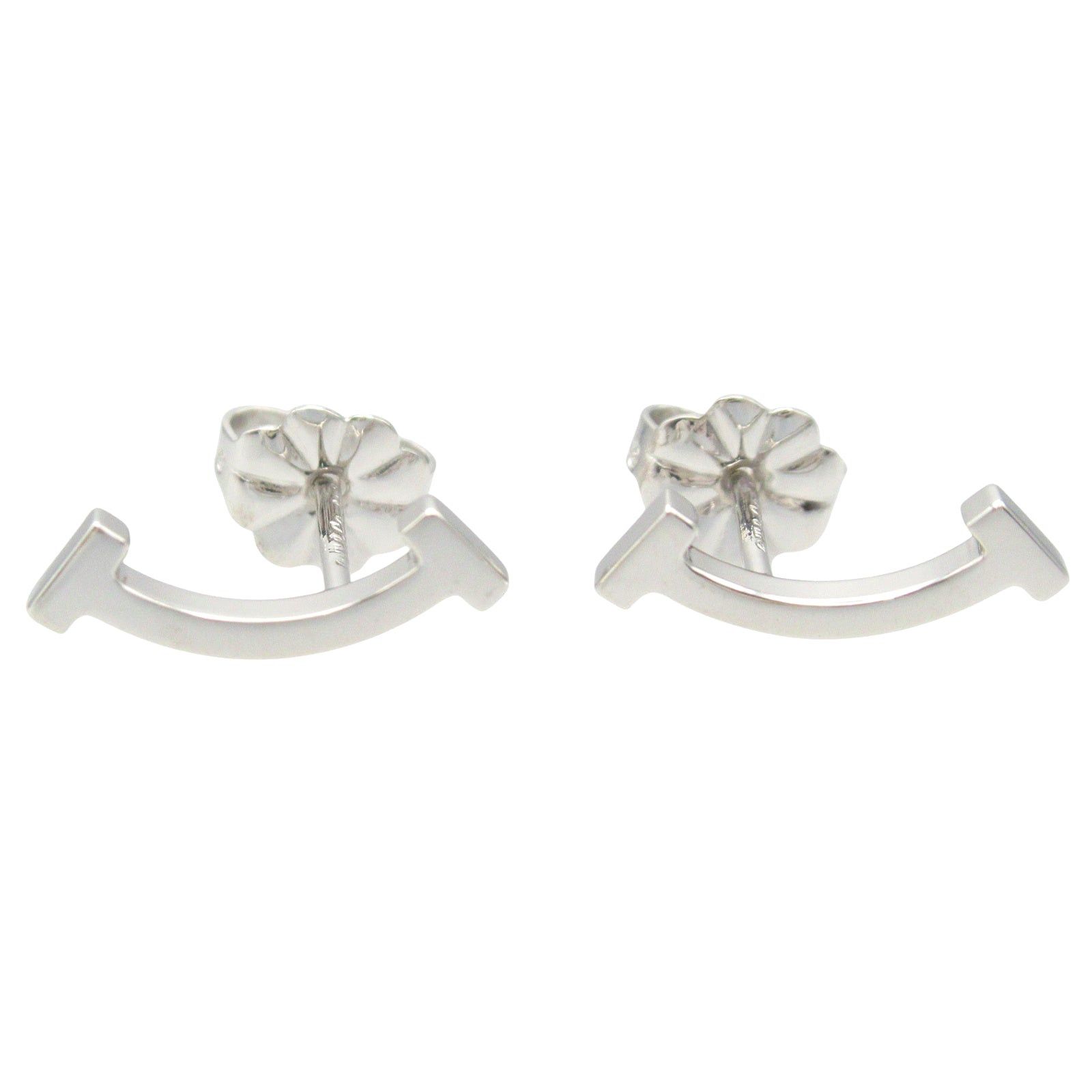 Tiffany & Co. Tiffany Co T-Smile Earrings K18Wg (White Gold) Silver Size ONE SIZE - 1 Thumbnail