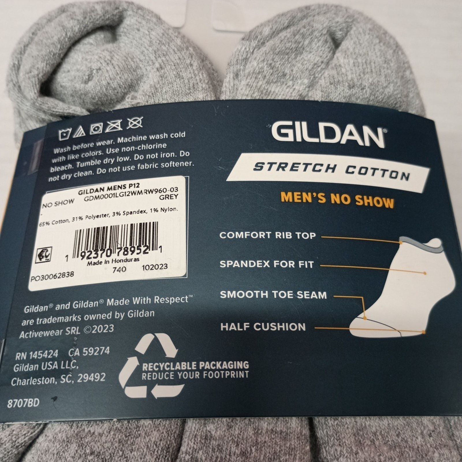Gildan Gildan 12 Pair Men's No Show Socks Shoe Size 6-12 Gray Size ONE SIZE - 5 Thumbnail
