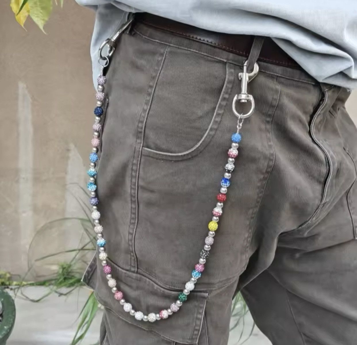 Jewelry Round Bead Rhinestone Multicolor Punk Pants Chain Size ONE SIZE - 3 Thumbnail