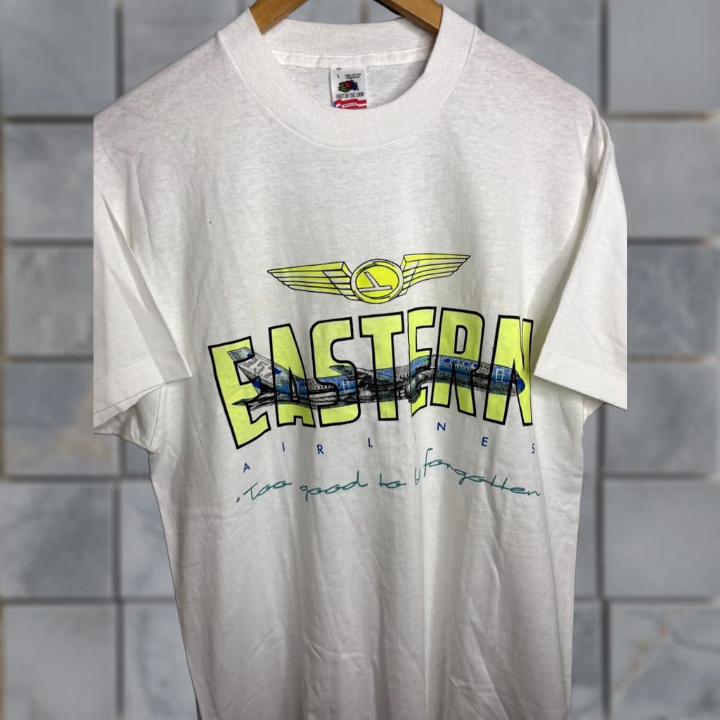 Fruit Of The Loom Vintage Fruit of the Loom Eastern Airlines Shirt Mens Large White Graphic Tee USA 90s Size US L / EU 52-54 / 3 - 1 Thumbnail