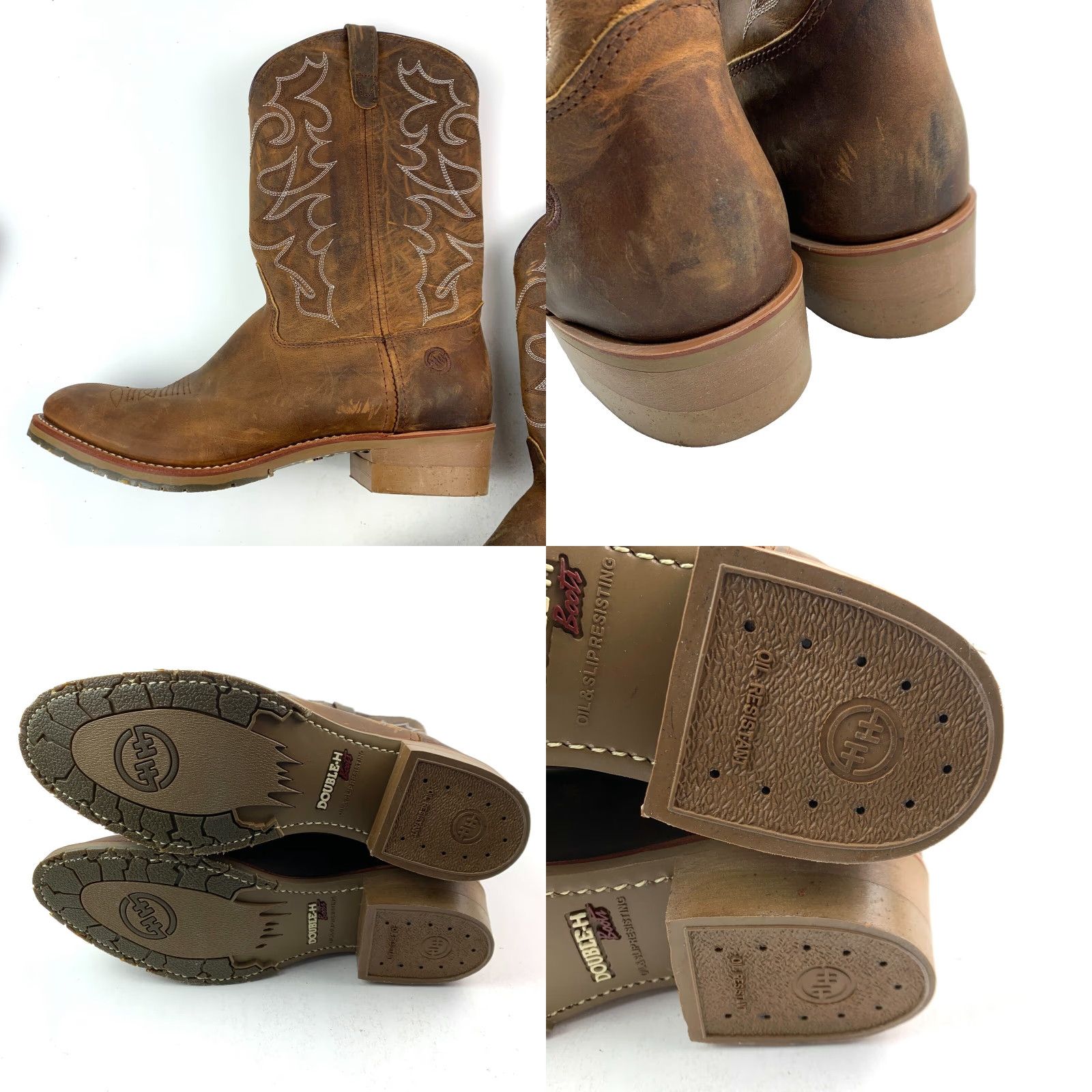 Doublet Double H Boots DH1552 Pull-On Boots Mens 16 D Brown Leather Western Cowboy Outsole Leather Shaft 15" Vintage? Size US 15 / EU 48 - 9 Thumbnail