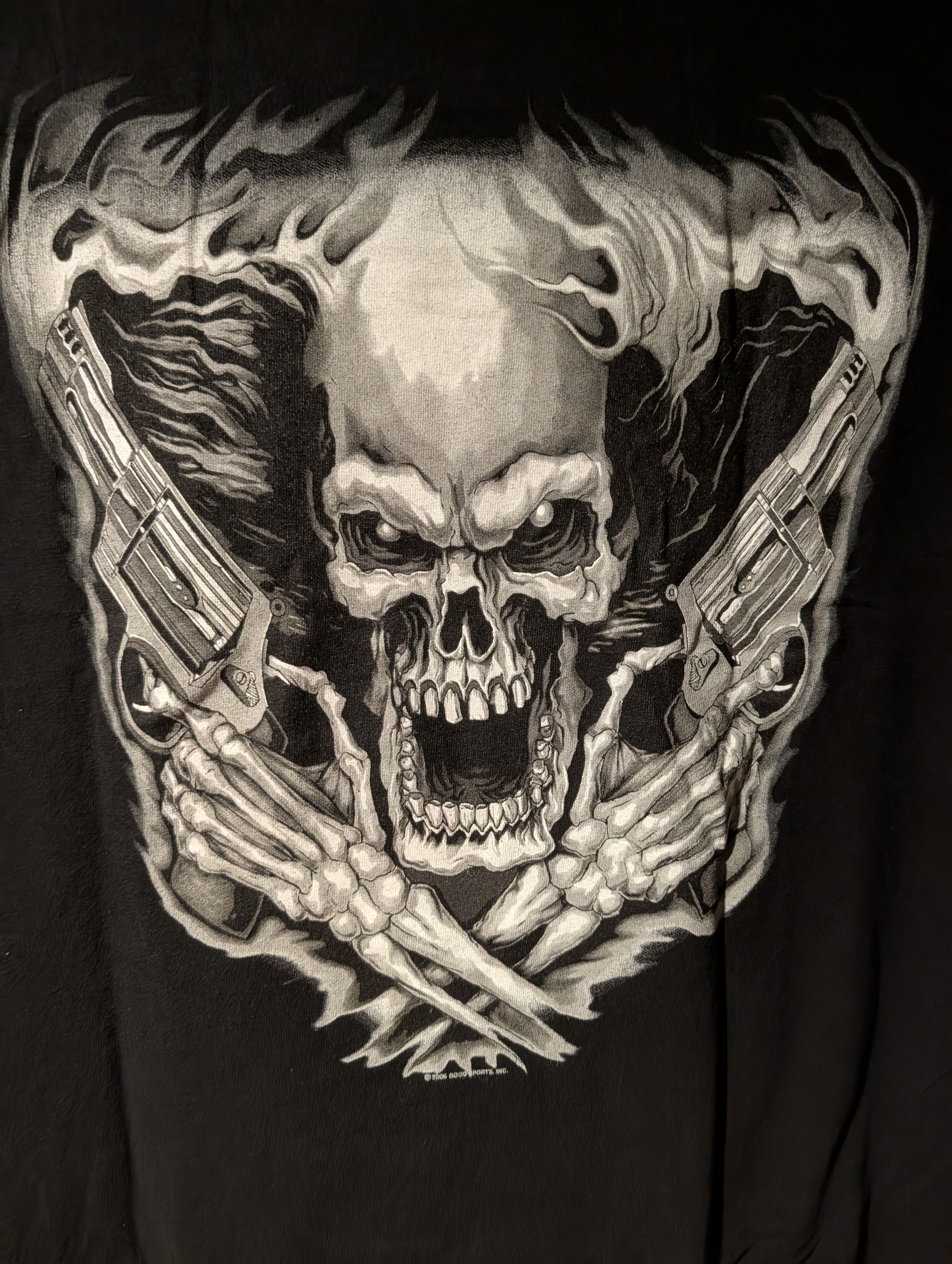 Harley Davidson Hot Leathers Dual Skull Flames Graphic Long Sleeve T-Shirt Size US XL / EU 56 / 4 - 6 Thumbnail