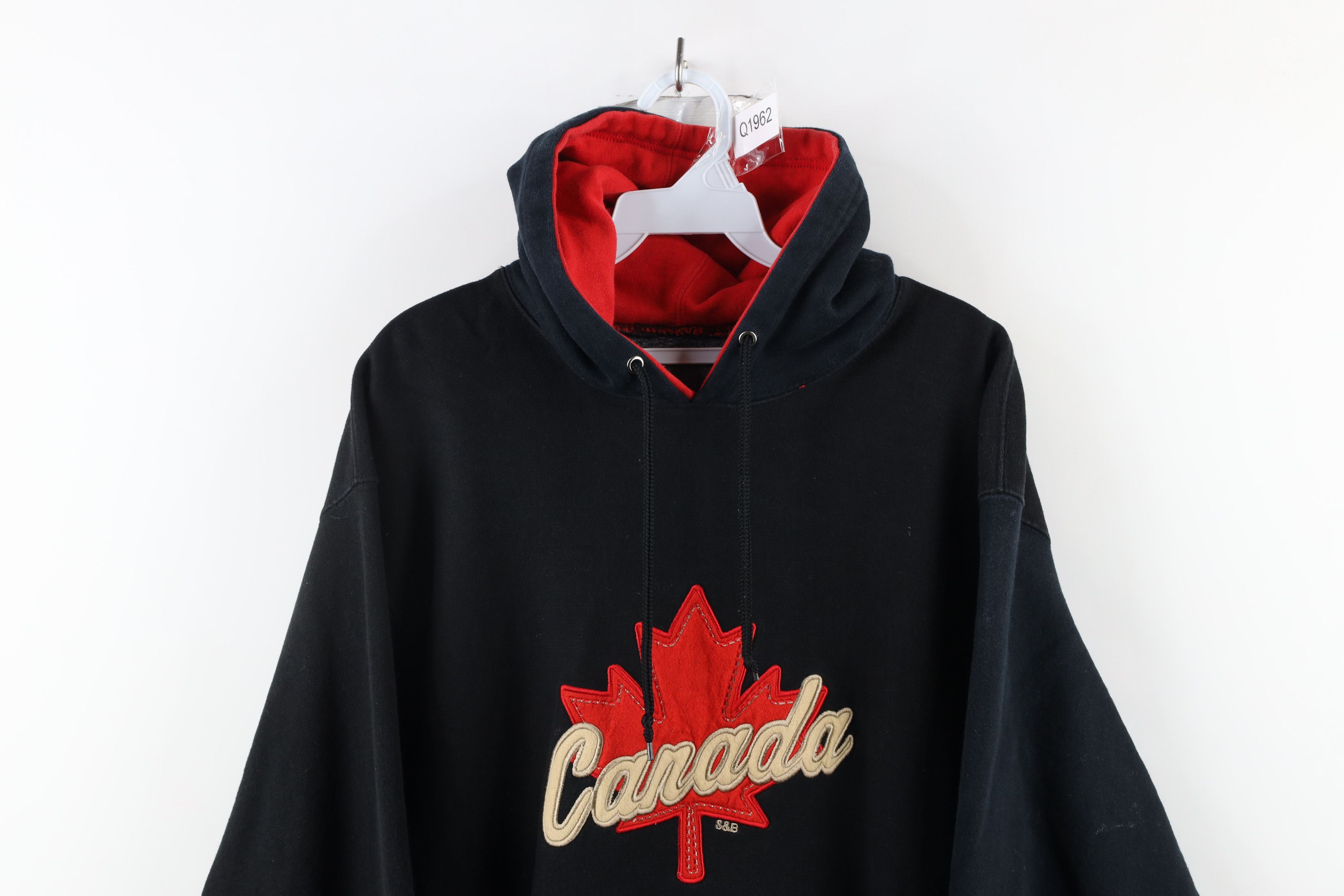 Vintage Vintage 90s Streetwear Out Canada Heavyweight Hoodie Black Size US XL / EU 56 / 4 - 2 Thumbnail