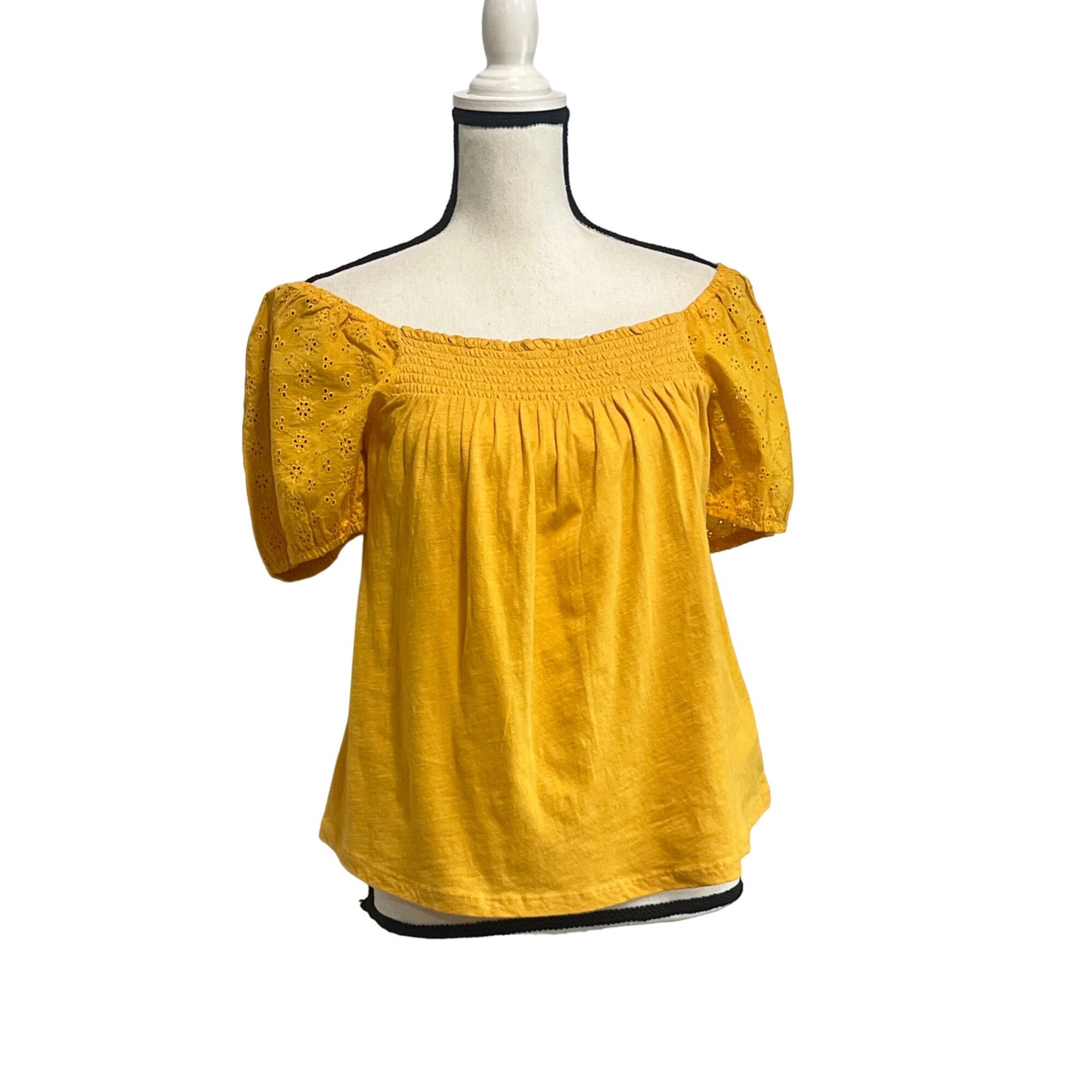 Lucky Brand Lucky Brand women’s Eyelet-sleeve cotton top, warm yellow, S Size S / US 4 / IT 40 - 10 Thumbnail