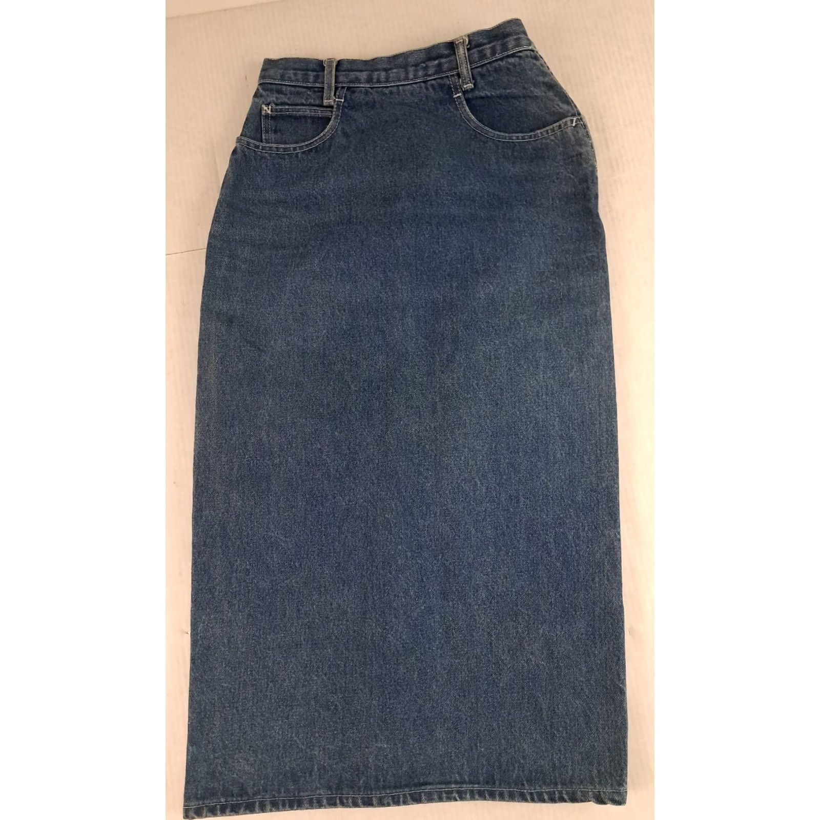 Calvin Klein VINTAGE Calvin Klein Women Skirt Denim Blue 32" Split Back Knee Length 90s Flare Pockets 26" Waist 7/8 XS/Regular Women Size 28" / US 6 / IT 42 - 6 Thumbnail