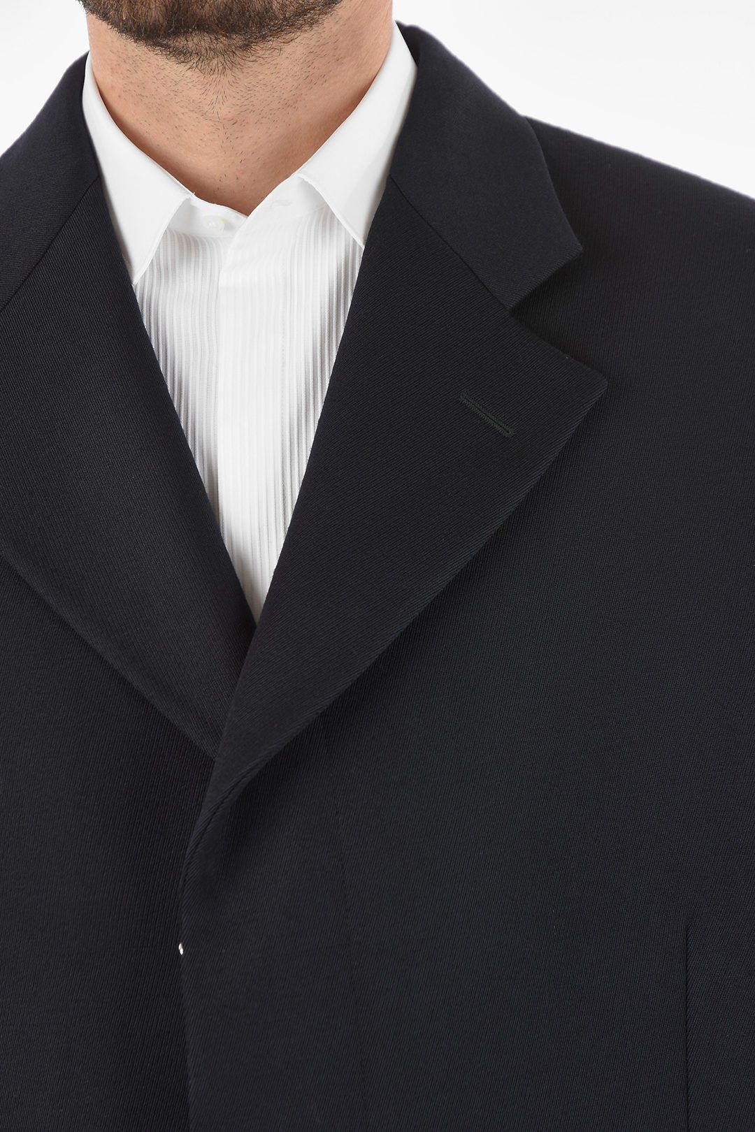 Maison Margiela o1y1124 Wool Blazer With Raw-Cut Edge in Blue Size US M / EU 48-50 / 2 - 3 Thumbnail