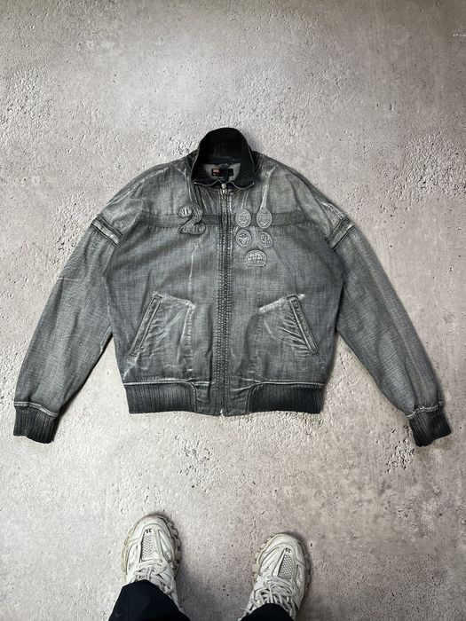 Diesel RARE🛠️🛠️ARCHIVE Y2K DISTRESSED DENIM BOMBER JACKET