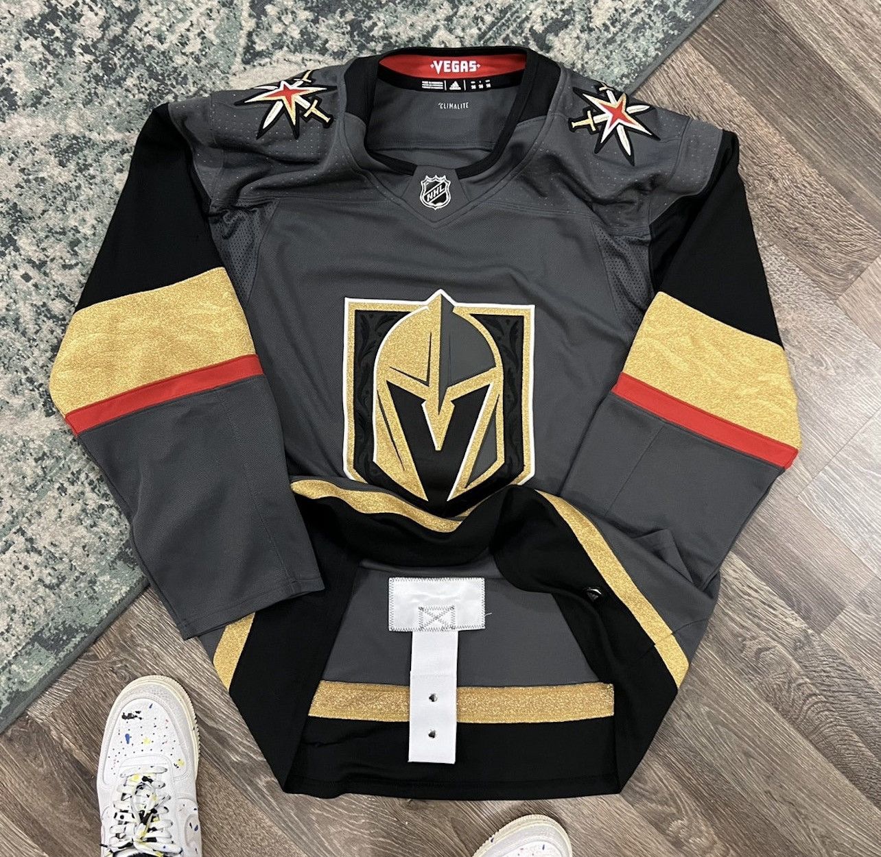 image of Las Vegas Knight Pro Hockey Jersey Fight Strap in Grey, Men's (Size XL)