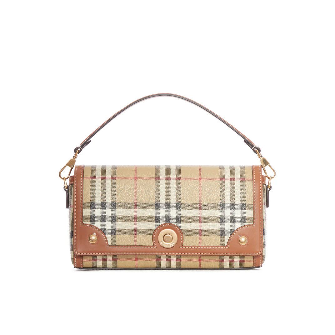 BURBERRY Note Briar Brown Top Handle Bag New And Authentic