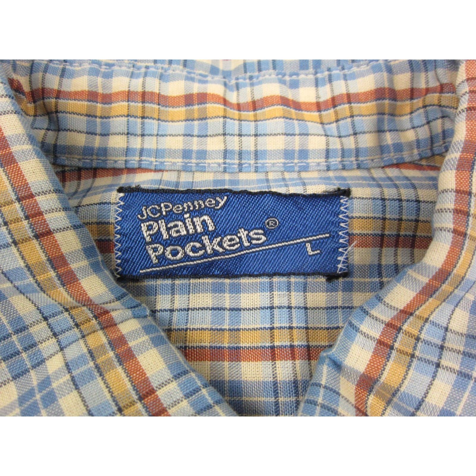 JCPenney VINTAGE JCPenney Shirt Mens Large Blue Check Pocket Button-Up 60s 70s 80s Casual Sleeves Long Size US L / EU 52-54 / 3 - 4 Thumbnail