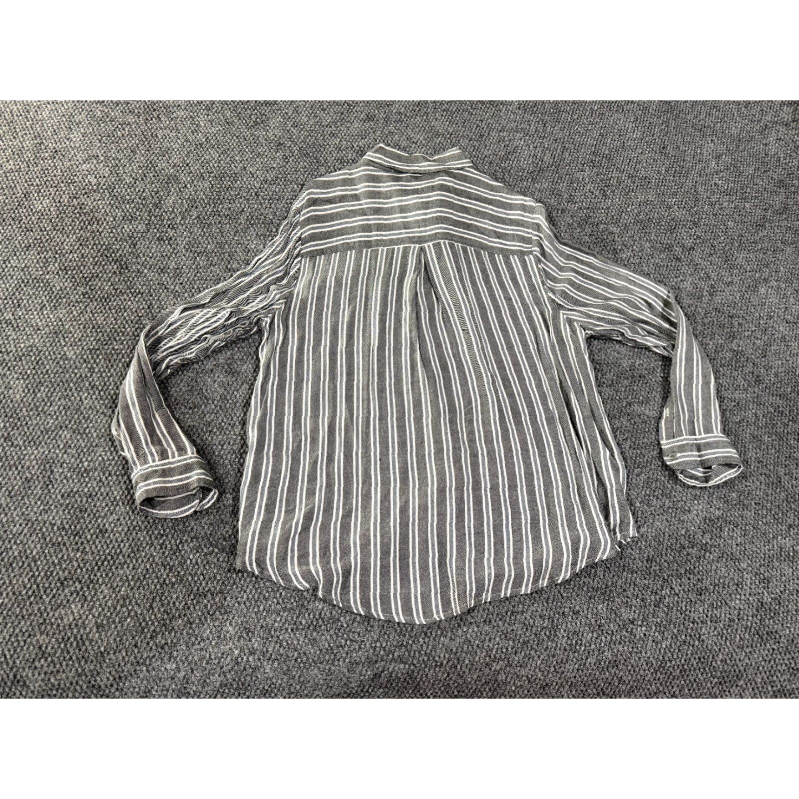 Lucky Brand Lucky Brand Shirt Womens XL Gray White Striped Long Sleeve Button Up Casual Blouse Size XL / US 12-14 / IT 48-50 - 5 Thumbnail