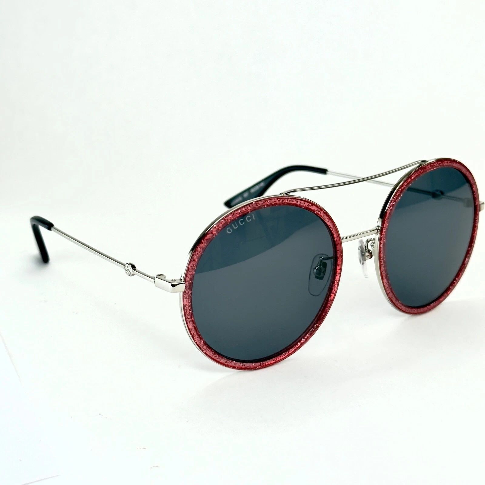 Gucci GUCCI GG0061S 0061 Silver Pink Round Metal Sunglass 007 Size ONE SIZE - 6 Thumbnail
