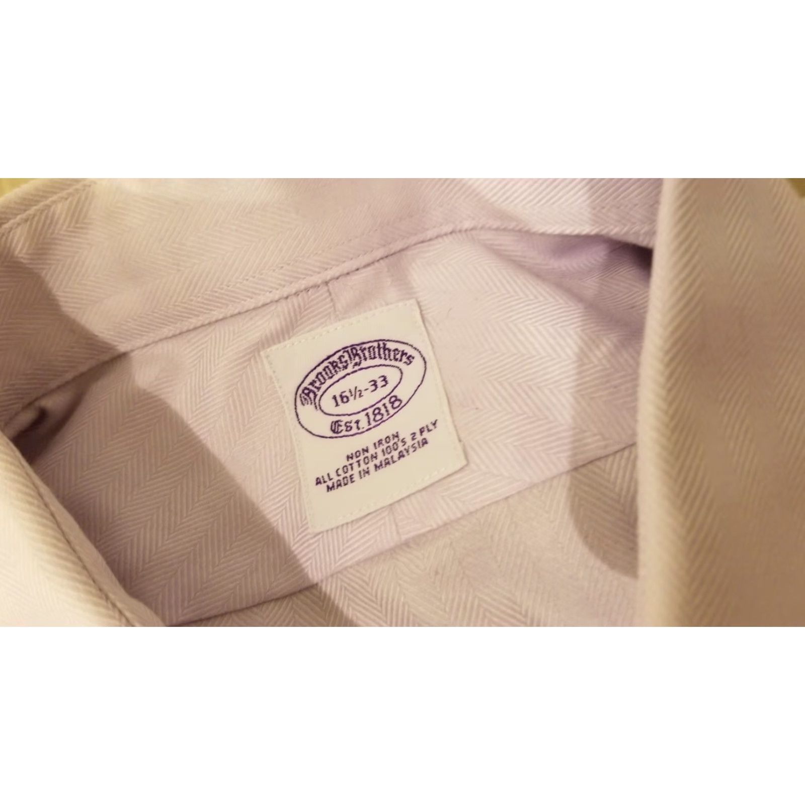 Brooks Brothers Mens Brooks Brothers Dress Shirt 16 1/2 Purple Cotton Button Shirt Size 42R - 4 Thumbnail