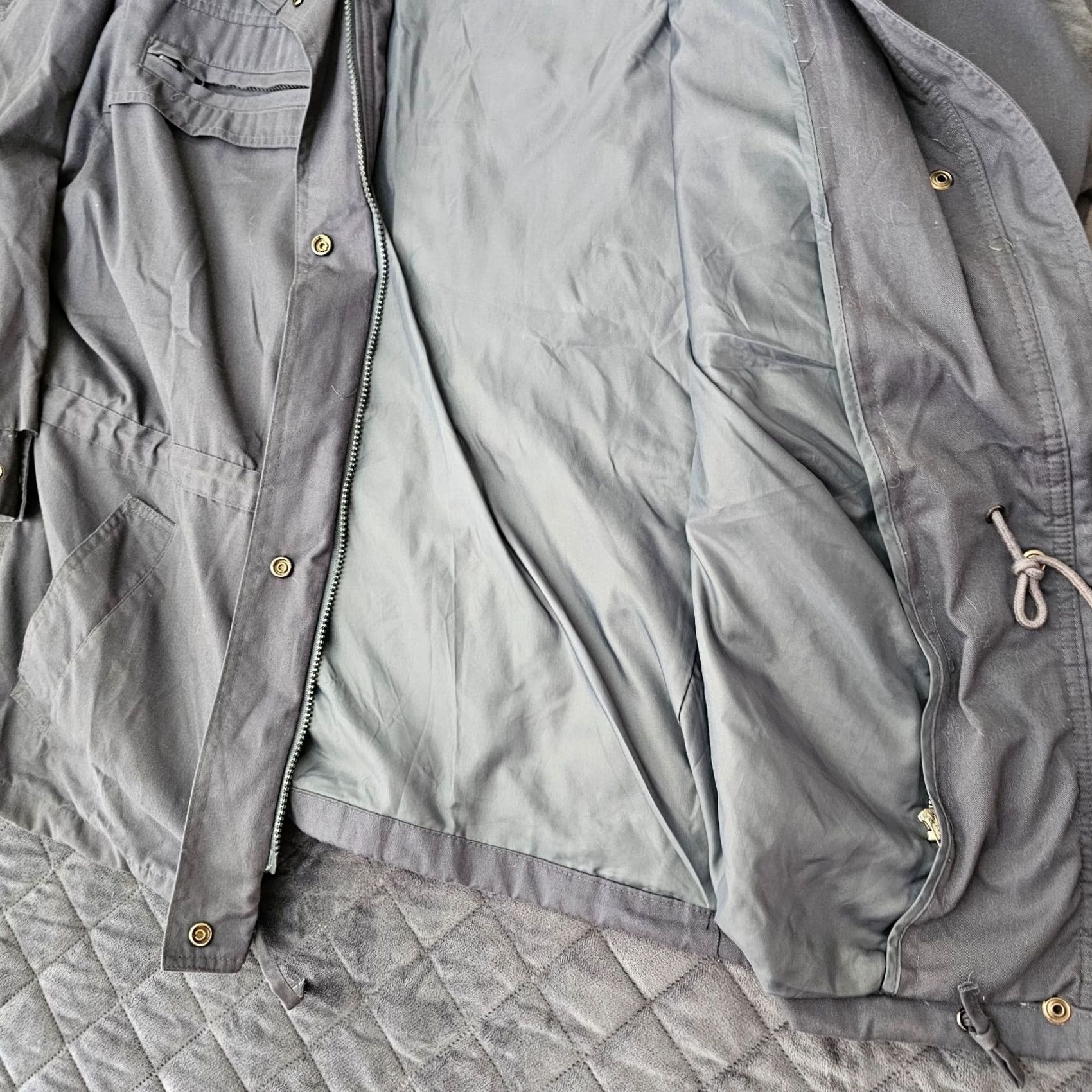 Vintage VINTAGE British Mist Coat Gray M Women 3-in-1 Jacket Wool Lined High Neck Adjustable Waist Shirt Coat Womens Size M / US 6-8 / IT 42-44 - 6 Thumbnail