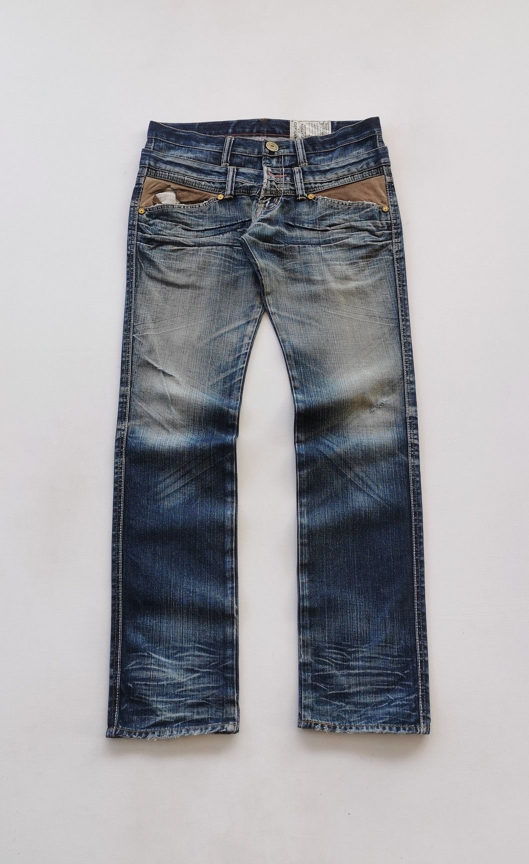 Japanese Brand Antgauge Double Waist Distressed Denim Jeans Size US 33 - 1 Thumbnail