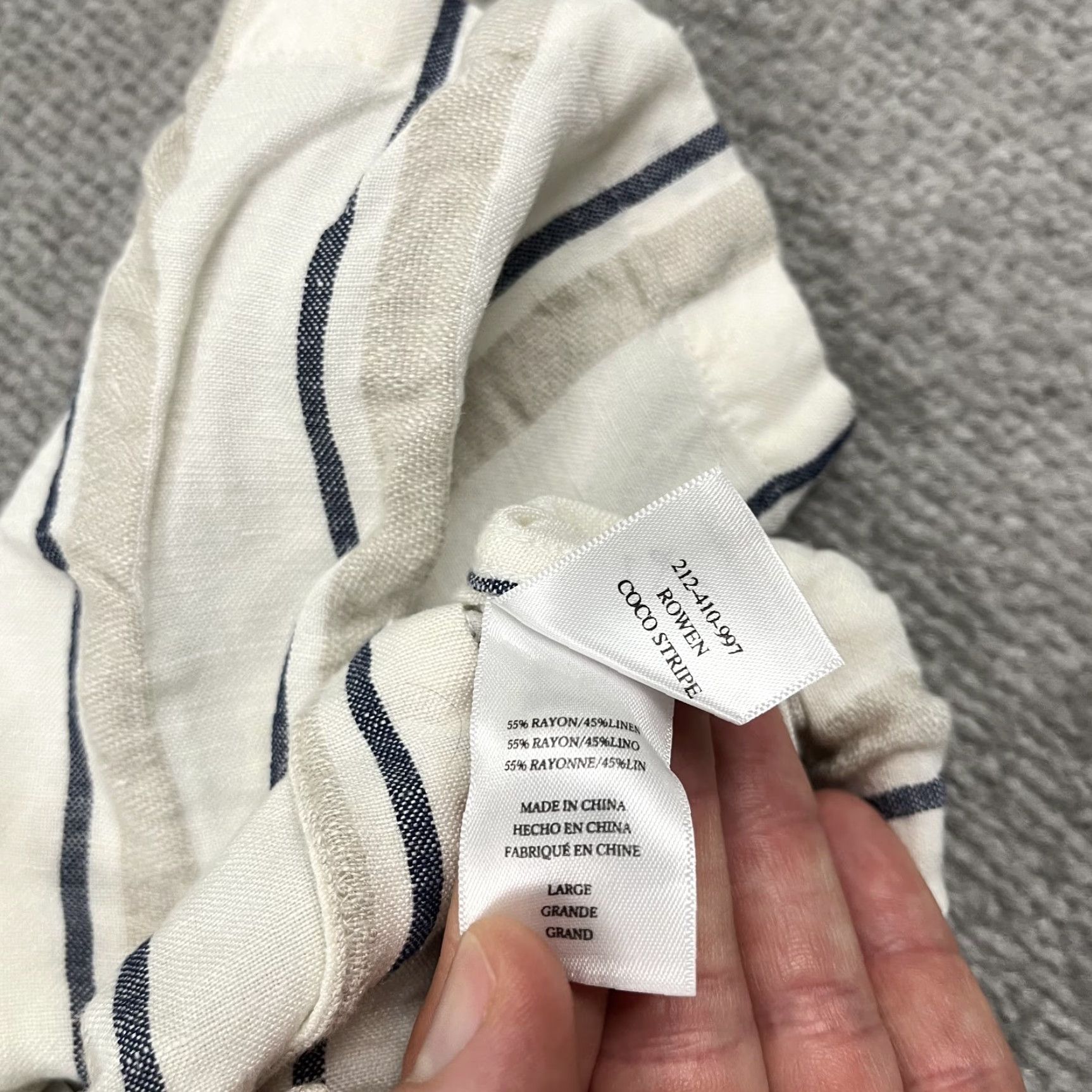 Rails Rails Rowen Shirt Womens Large Coco Stripe White Blue Linen Lightweight Jacket Shirt Size L / US 10 / IT 46 - 3 Thumbnail