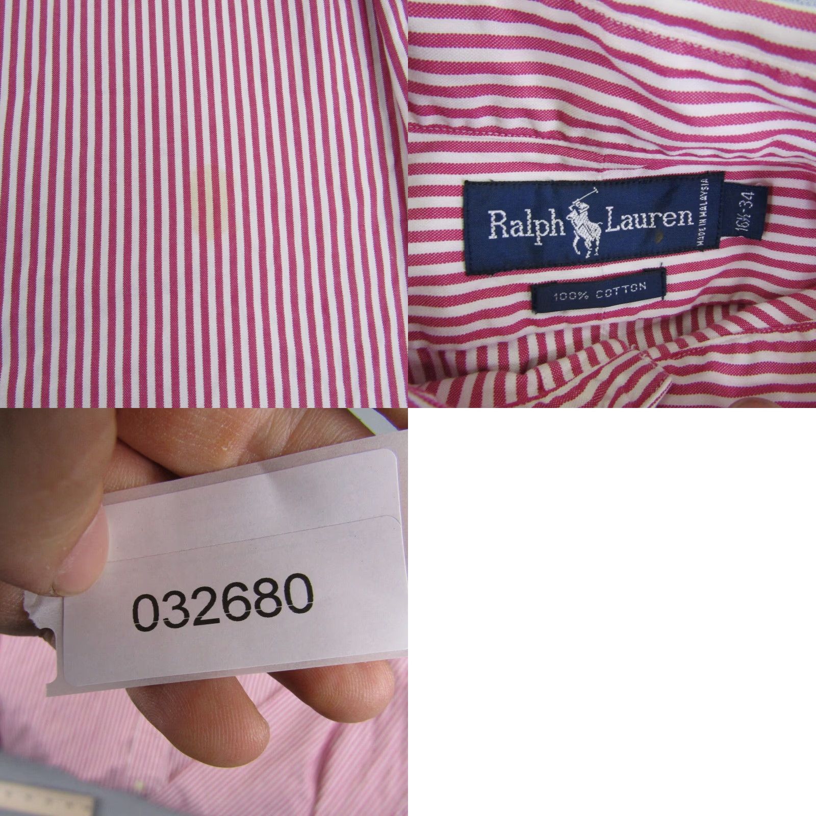 Ralph Lauren VINTAGE Ralph Lauren Shirt Mens L Red White Stripes Button-Up Casual 16.5 Pattern Striped Size US L / EU 52-54 / 3 - 8 Thumbnail