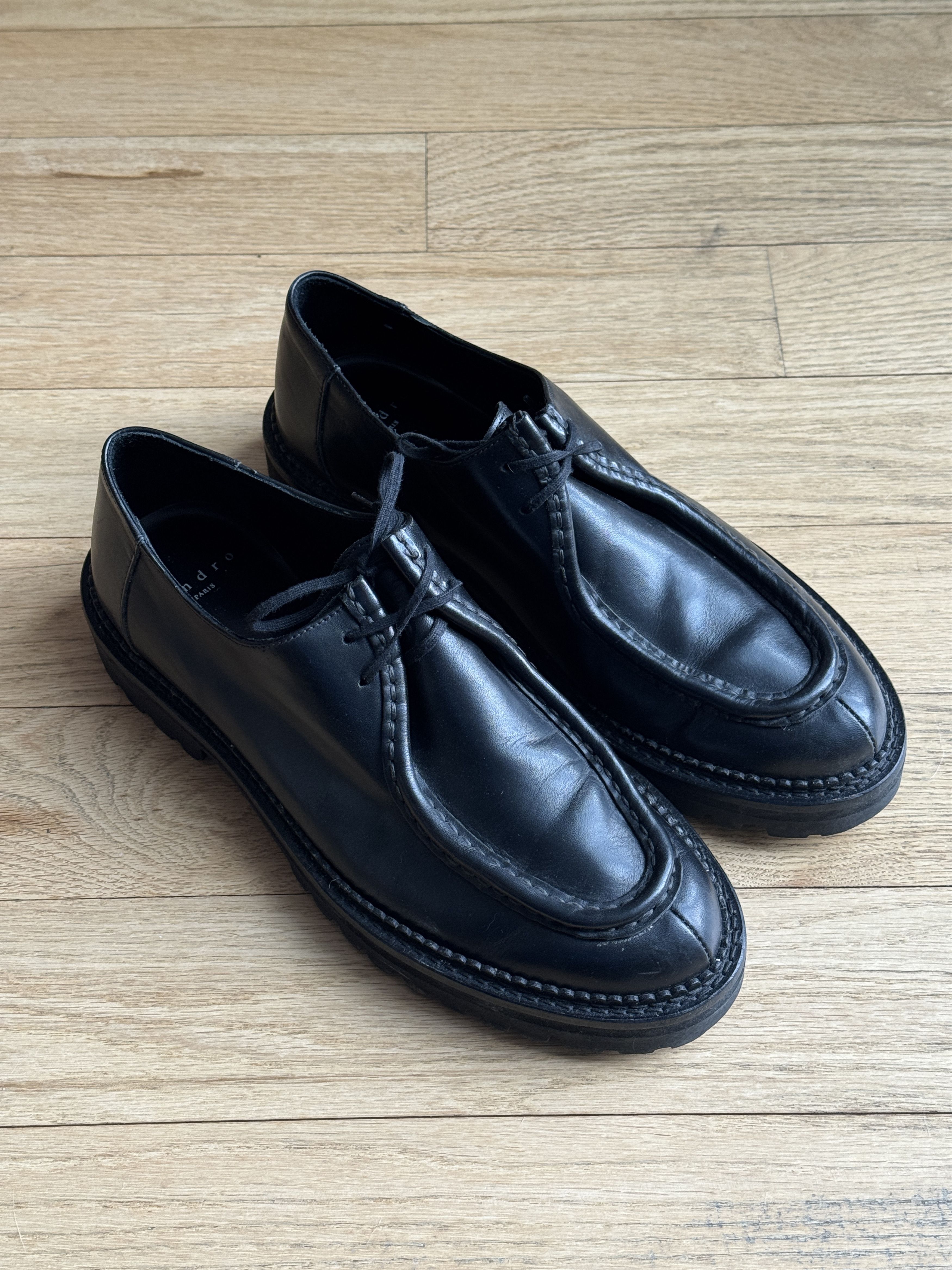 Sandro Moc Toe Leather Derby Shoes Size US 8 / EU 41 - 2 Thumbnail