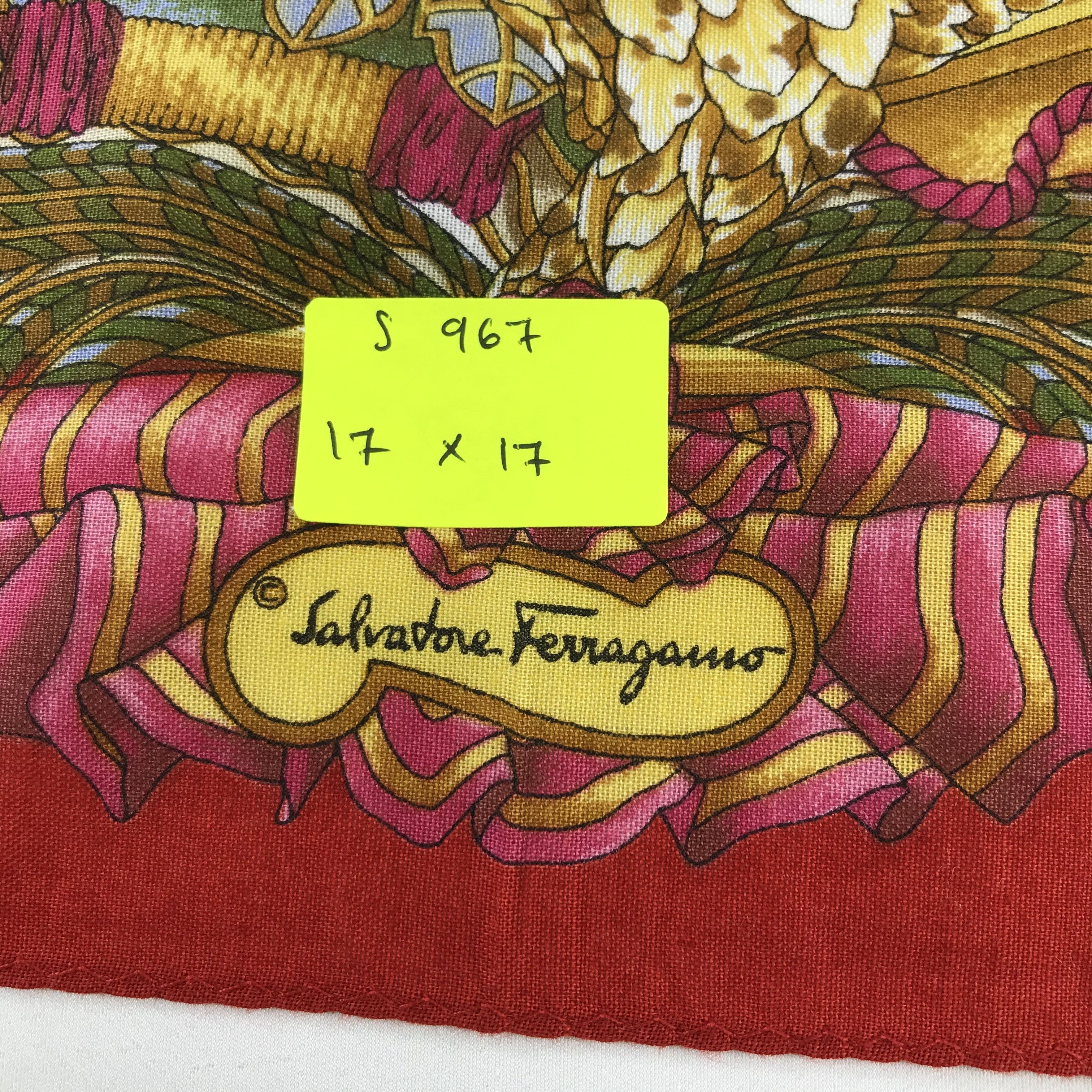 Salvatore Ferragamo × Vintage Salvatore Ferragamo Bandana / Handkerchief/Neckerchief -S967 Size ONE SIZE - 5 Thumbnail