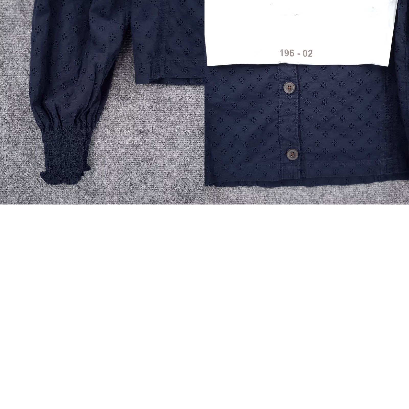 Madewell Madewell Top Blouse Womens 6 Navy Blue Eyelet Button Back Long Sleeve Peasant Bohemian Conference Standout Size M / US 6-8 / IT 42-44 - 9 Thumbnail