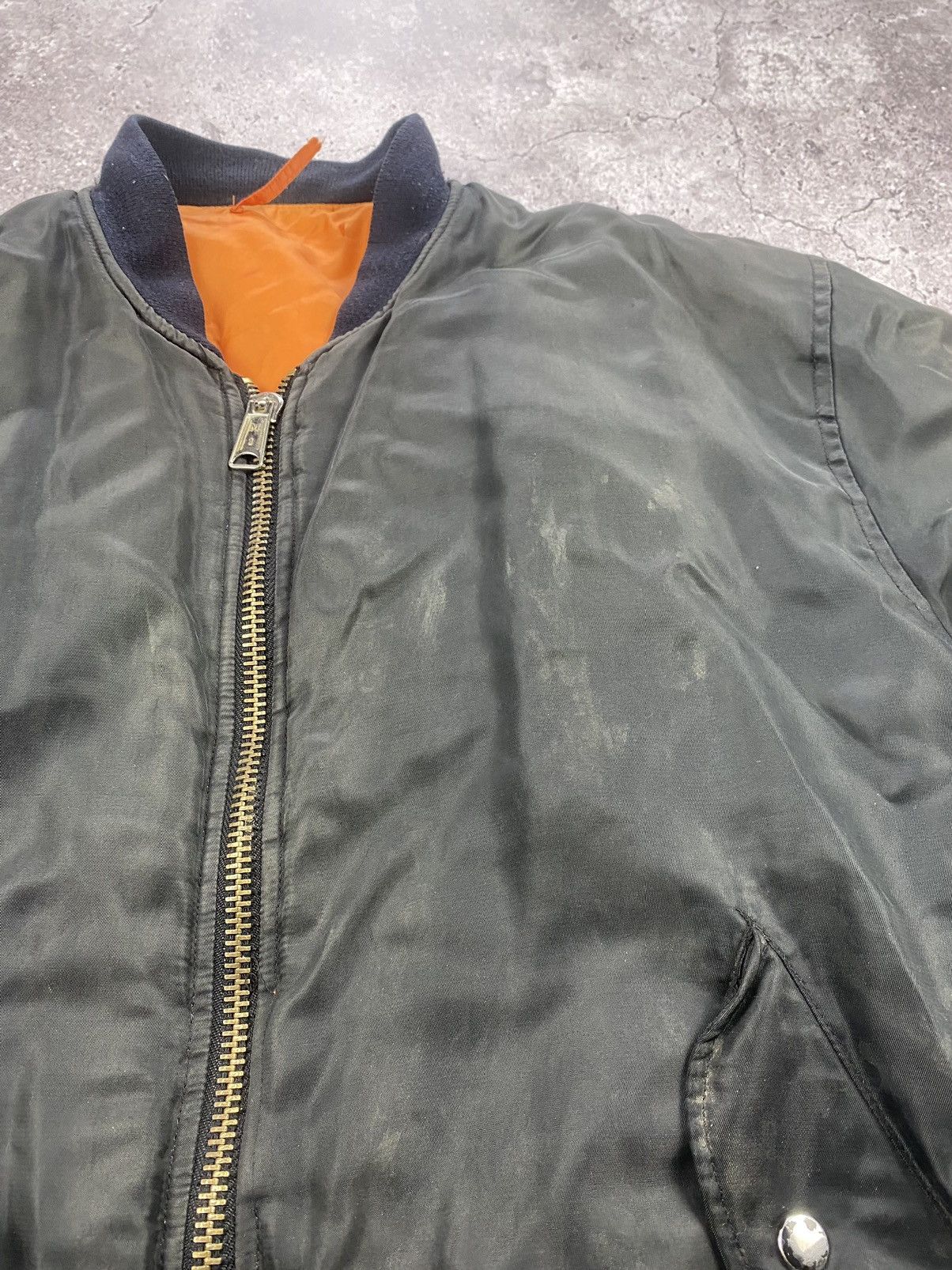 Vintage 90s Boxy MA-1 Military Reversible FADED Bomber DISTRSSED Size US L / EU 52-54 / 3 - 5 Thumbnail