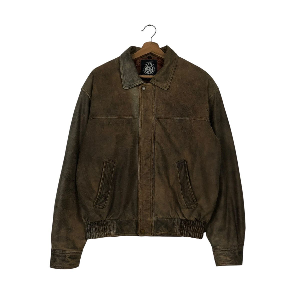 Japanese Brand 🔥VINTAGE GENUINE LEATHER JACKET SUNTORY COFFEE BOSS BIG LOGO Size US L / EU 52-54 / 3 - 3 Thumbnail
