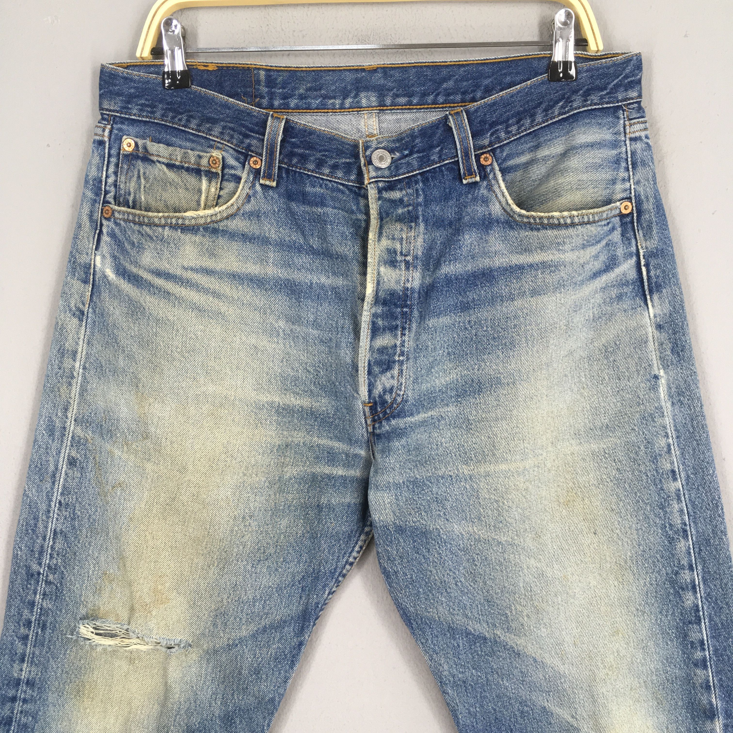 Levi's Size 33x27 Vintage 90s Levi's 501 Straight Cut Denim S973 Size US 33 - 2 Thumbnail