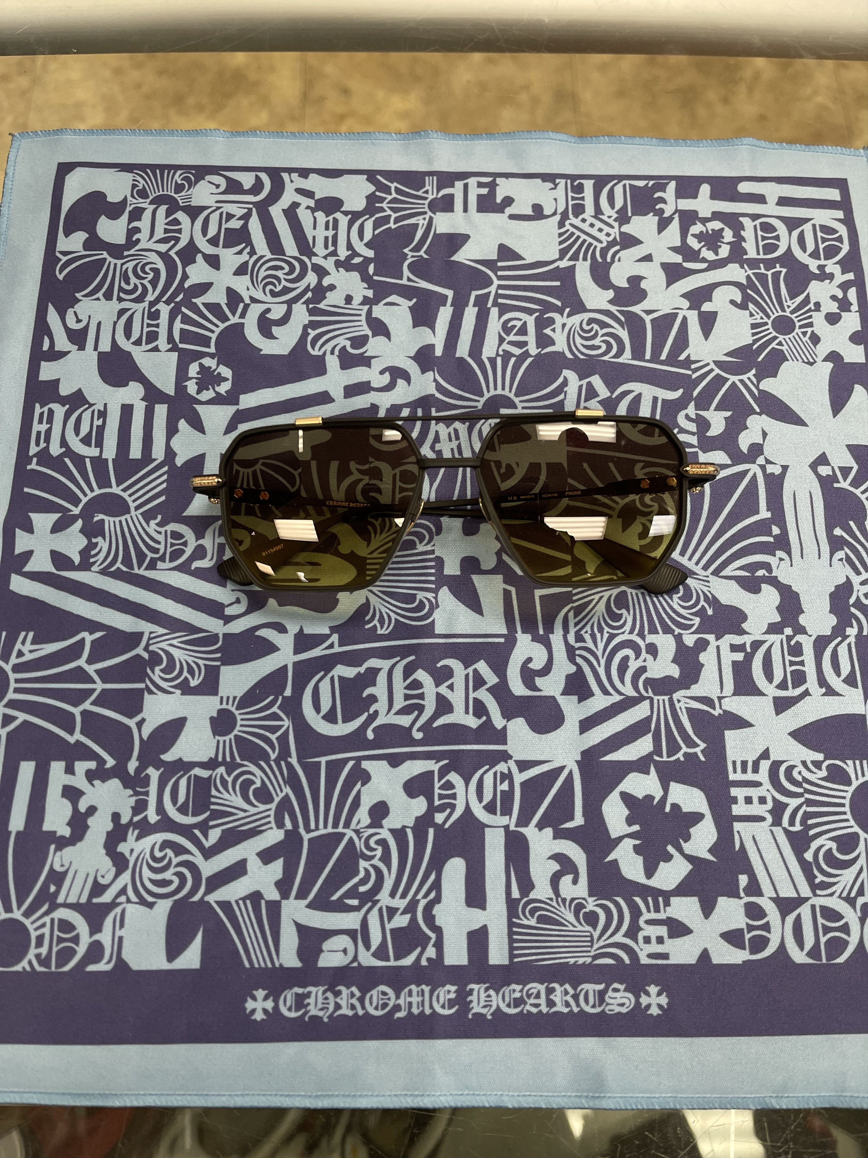 Chrome Hearts Phunk Sunglasses Matte Black/Gold