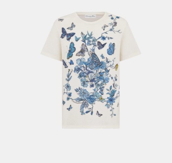 Dior o1w1db10225 413T04A T-Shirt in White & Blue Size S / US 4 / IT 40 - 1 Thumbnail