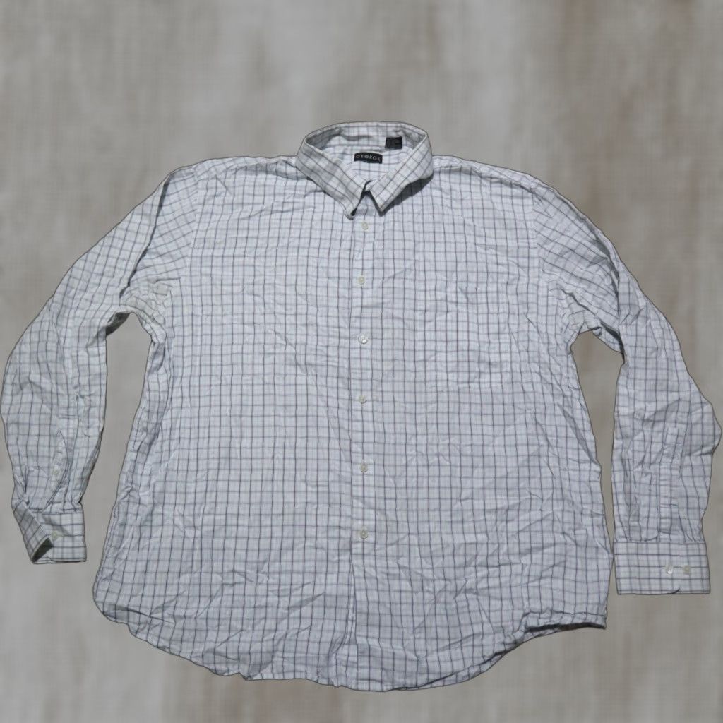 George George Shirt Adult XL Multicolor Blue Checkered Long Sleeve Button-Up Pocket Mens Size US XL / EU 56 / 4 - 1 Thumbnail