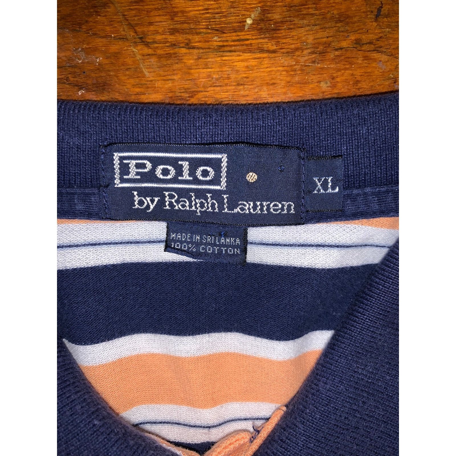 Polo Ralph Lauren × Vintage Polo Ralph Lauren Striped Polo Shirt XL Navy Orange White Size US XL / EU 56 / 4 - 5 Thumbnail