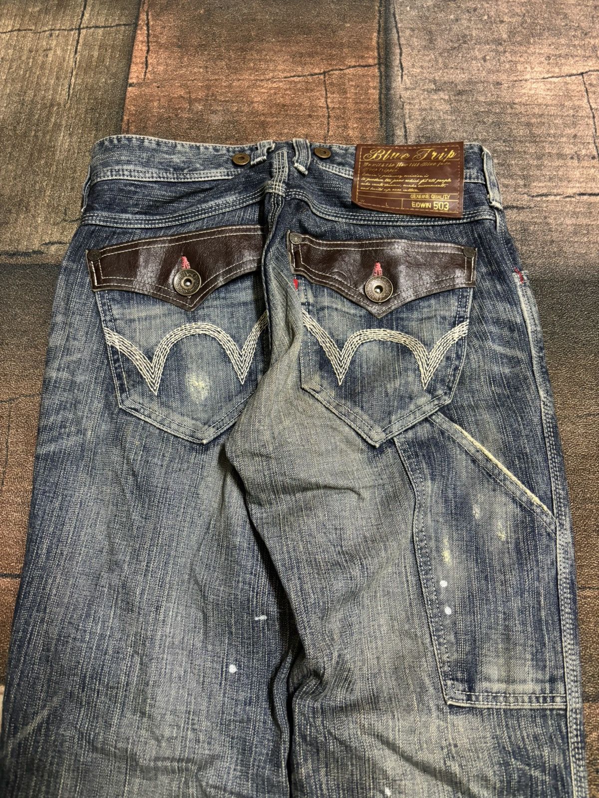 Edwin distressed semi flare edwin 503 blue trip Size US 30 / EU 46 - 21 Thumbnail