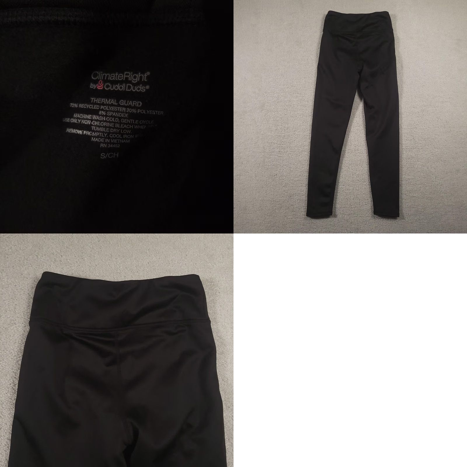 Vintage Cuddl Duds ClimateRight Leggings Womens S Black Thermal Guard Base Layer Size 28" / US 6 / IT 42 - 8 Thumbnail